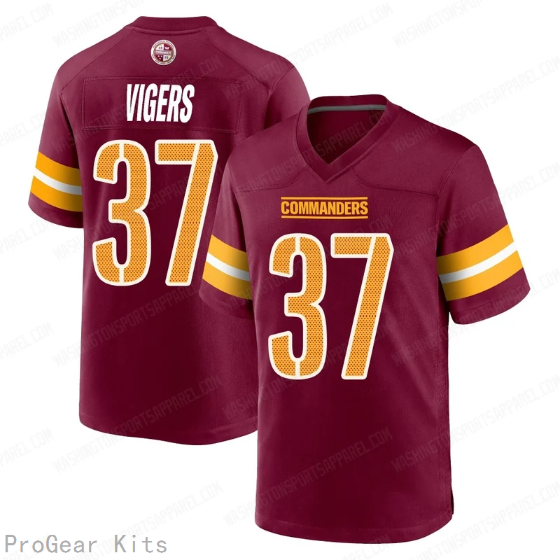 Car'lin Vigers Washington Commanders Game Jersey No.37 Burgundy NFL Football Fan Wear