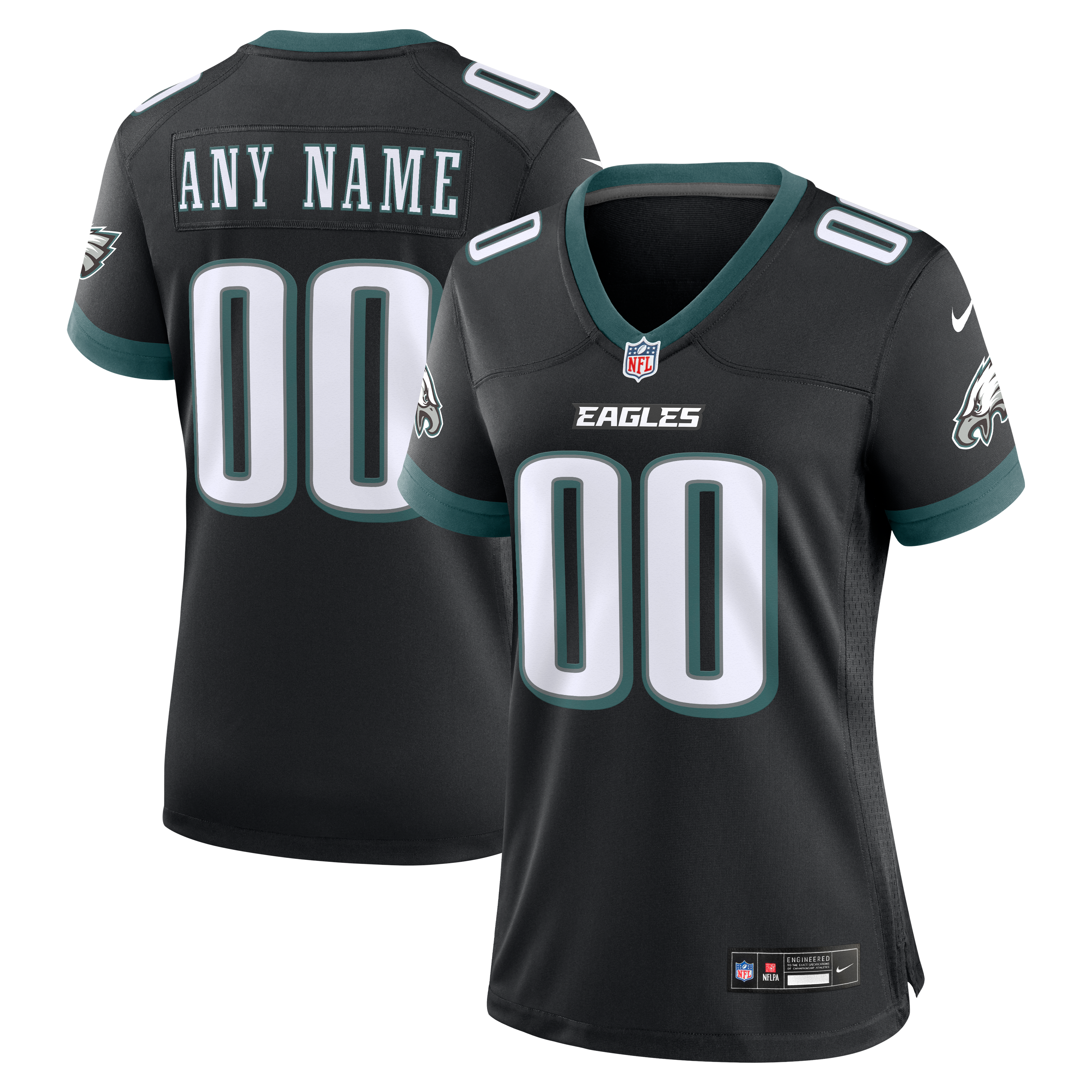 Philadelphia Eagles Game Jersey Black NFL Football Fan Wear Custom Number