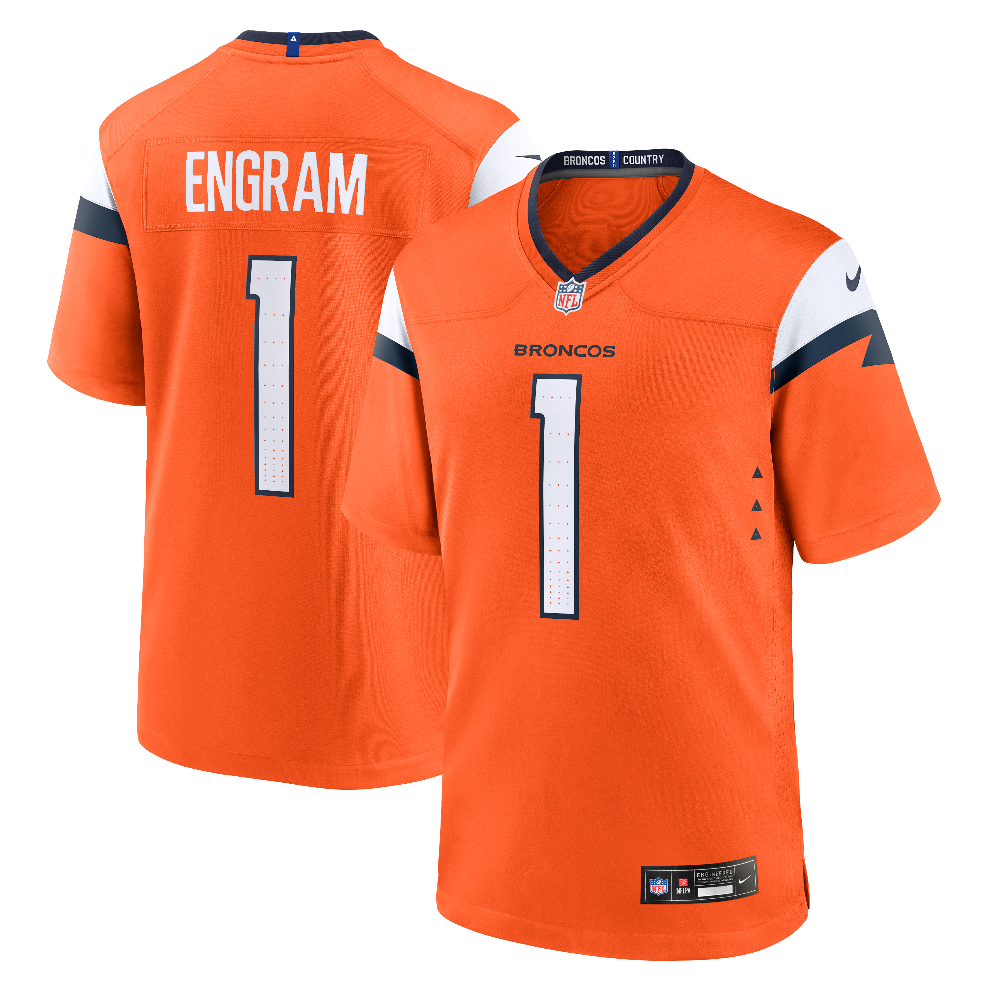 Evan Engram Denver Broncos Game Jersey Orange NFL Football Fan Wear