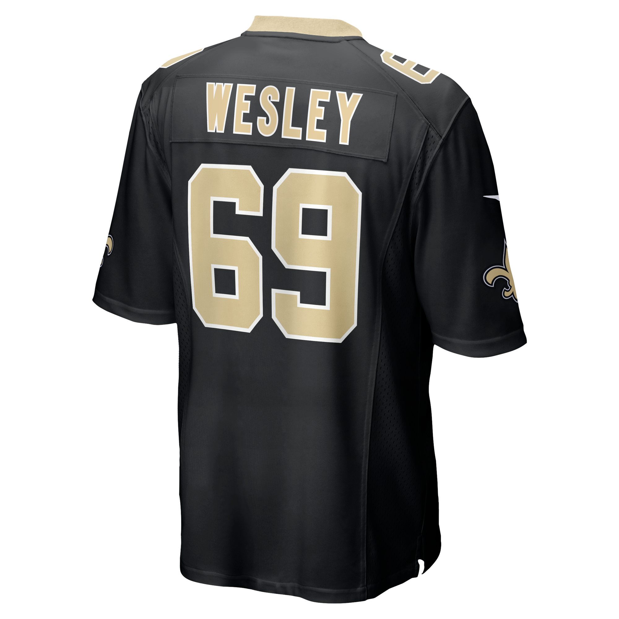 Barry Wesley New Orleans Saints Game Jersey Black NFL Football Fan Wear Barry Wesley