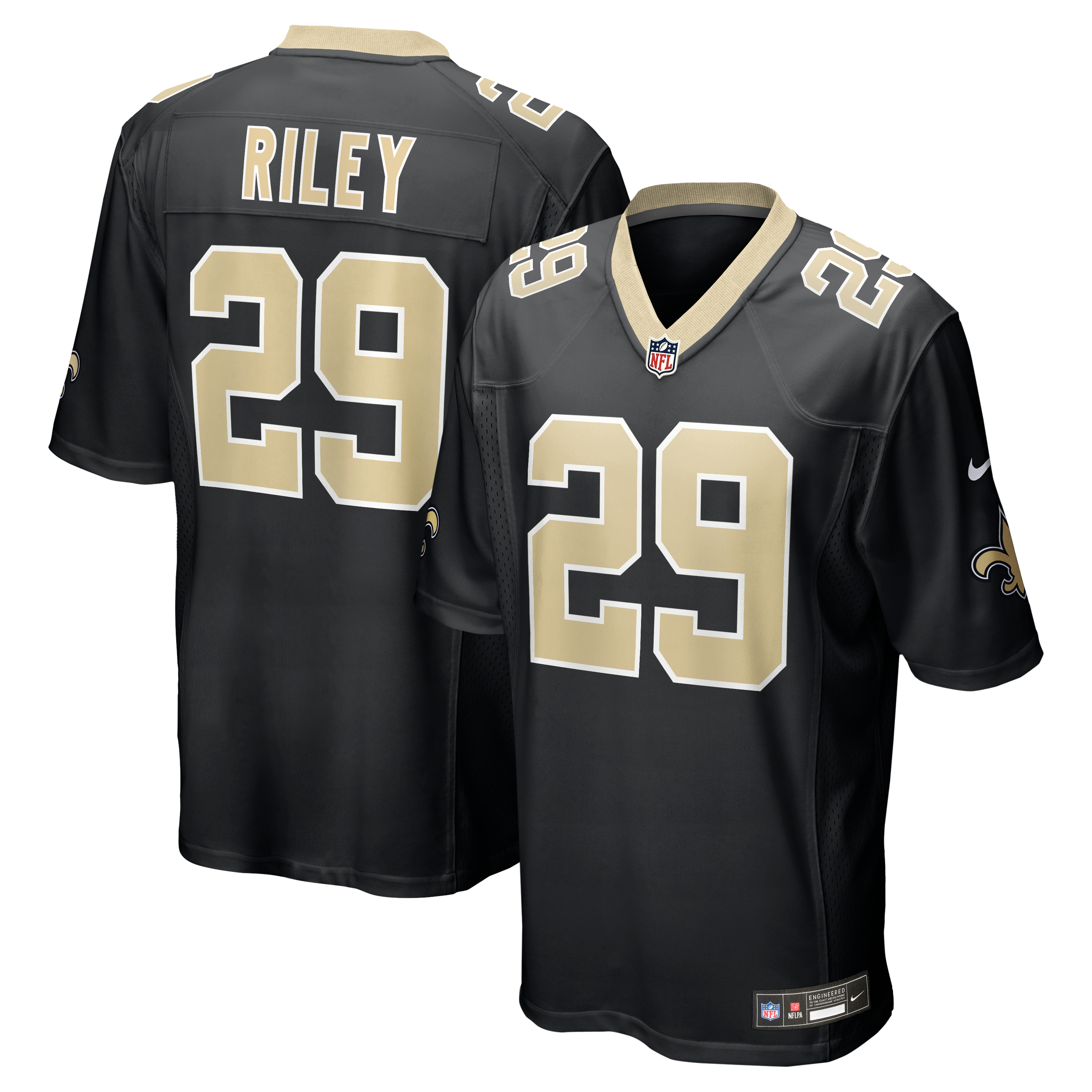 Quincy Riley New Orleans Saints Game Jersey Black NFL Football Fan Wear