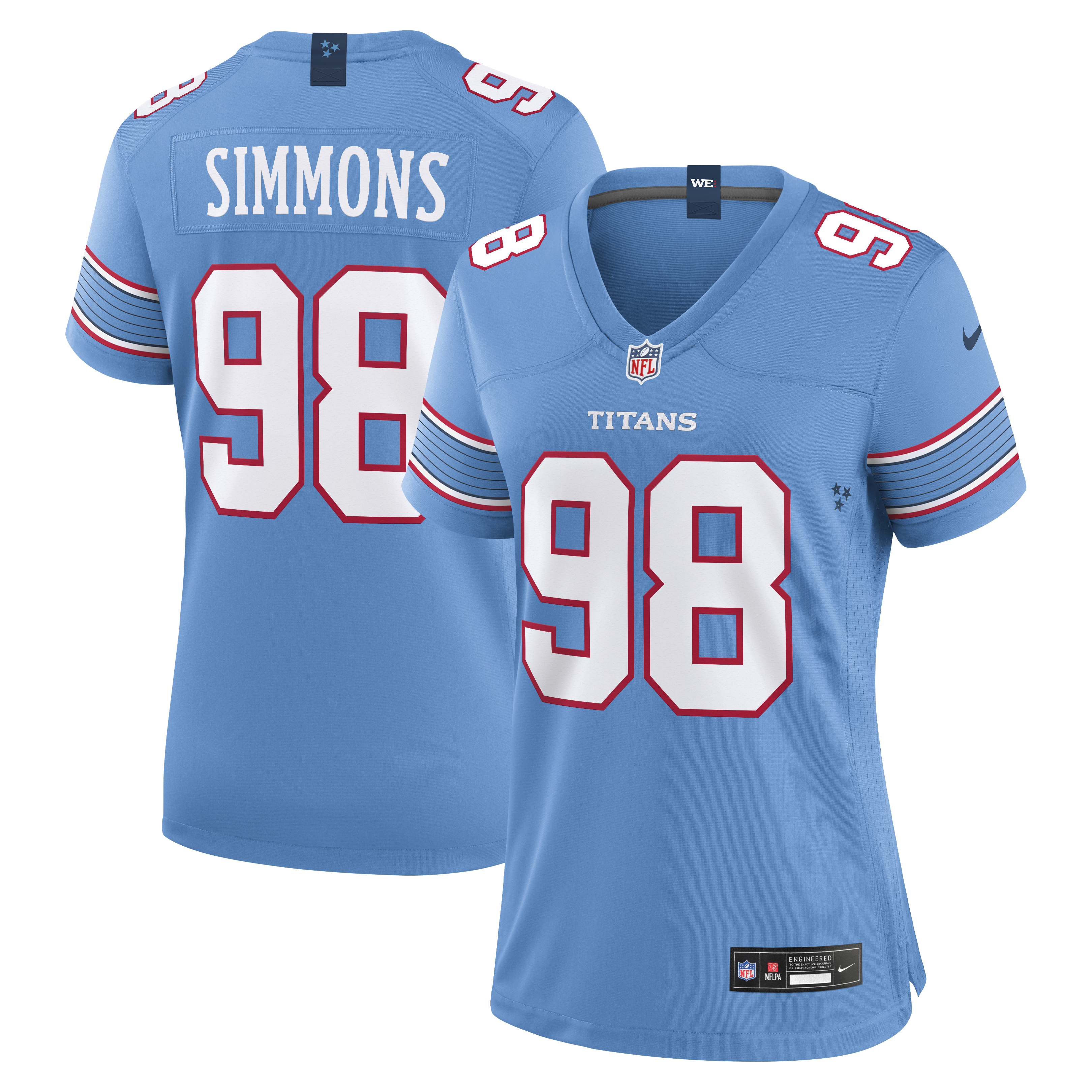 Jeffery Simmons Tennessee Titans Game Jersey Light Blue NFL Football Fan Wear