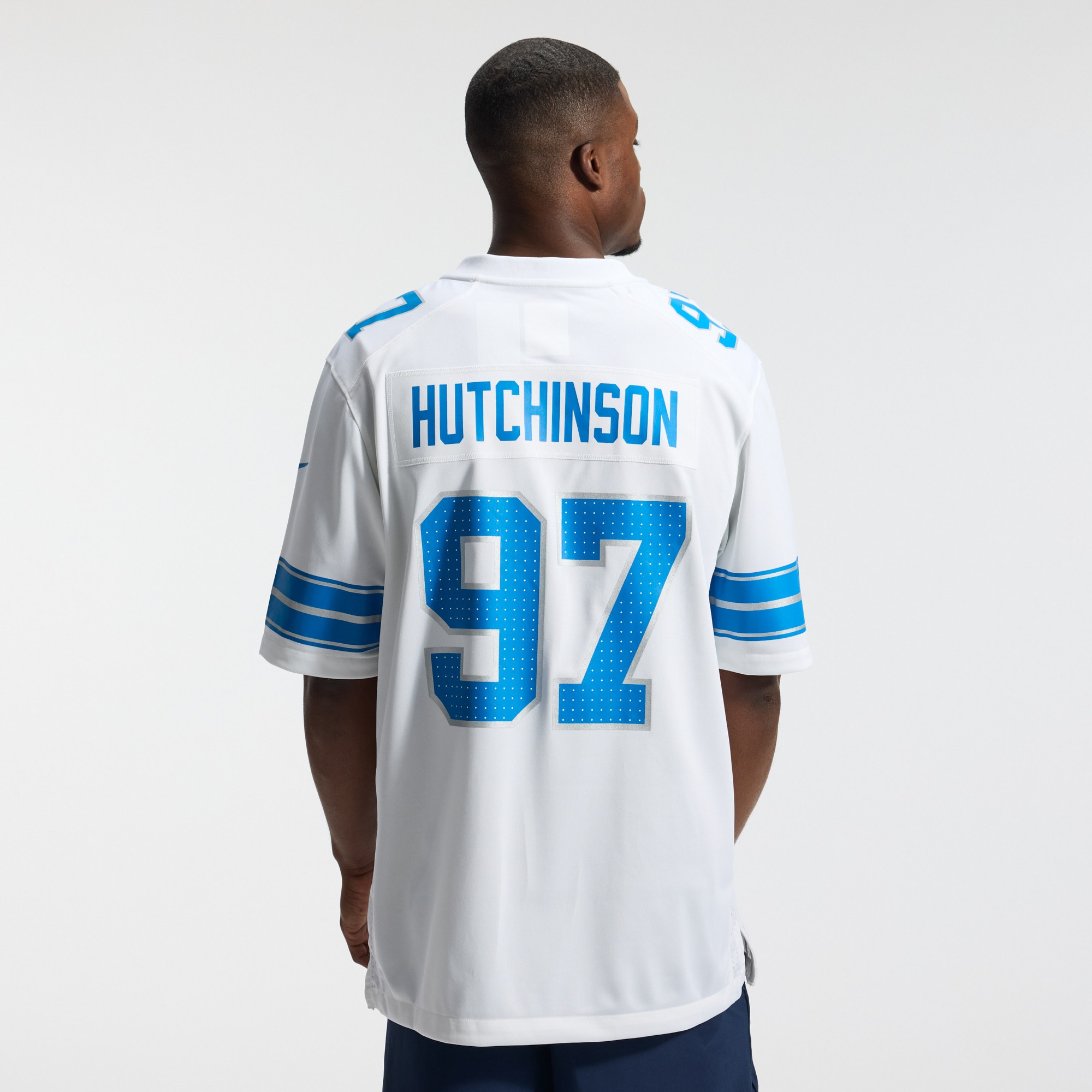 Aidan Hutchinson Detroit Lions Game Jersey White NFL Football Fan Wear Aidan Hutchinson