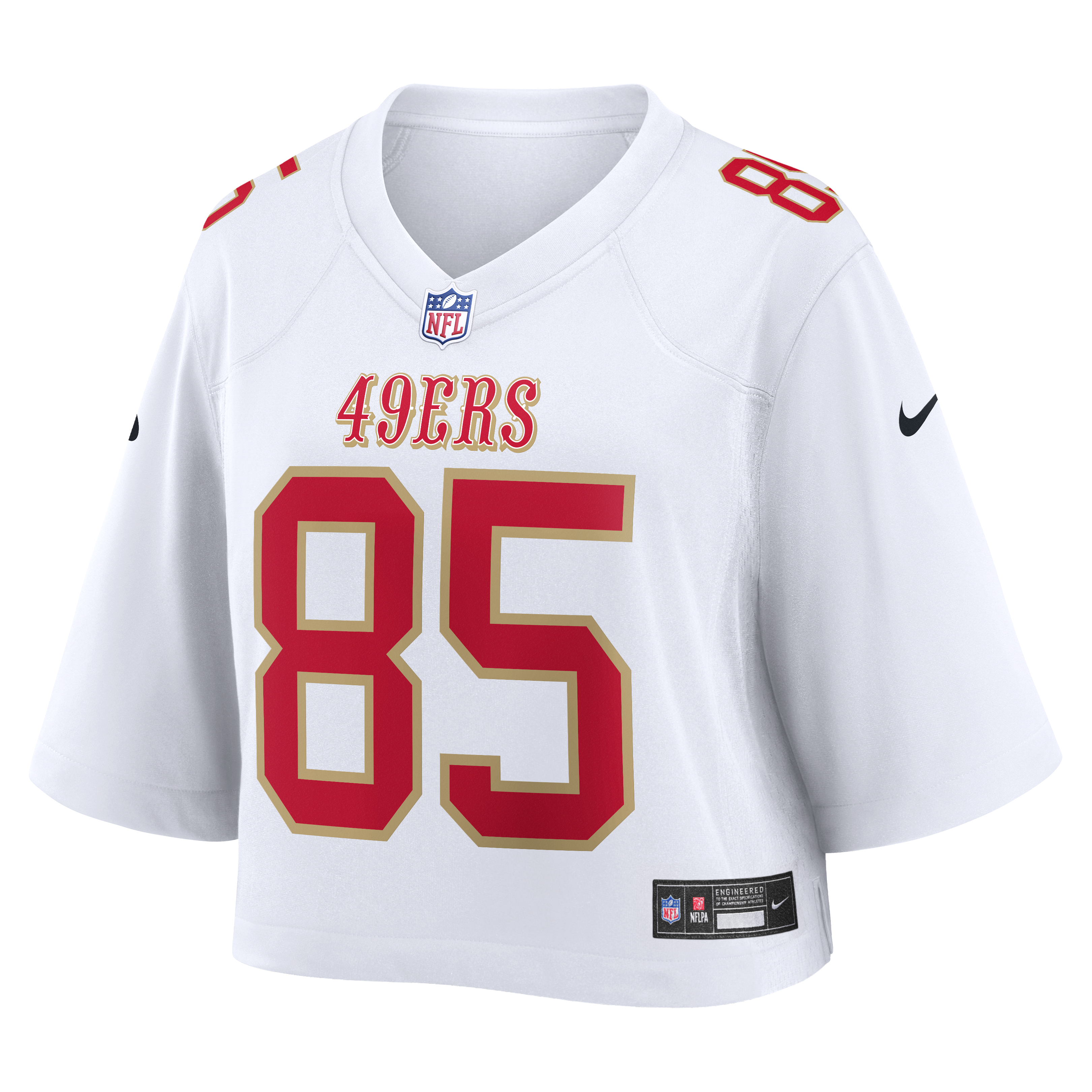George Kittle Cropped San Francisco 49ers Game Jersey White NFL Football Fan Wear George Kittle Cropped