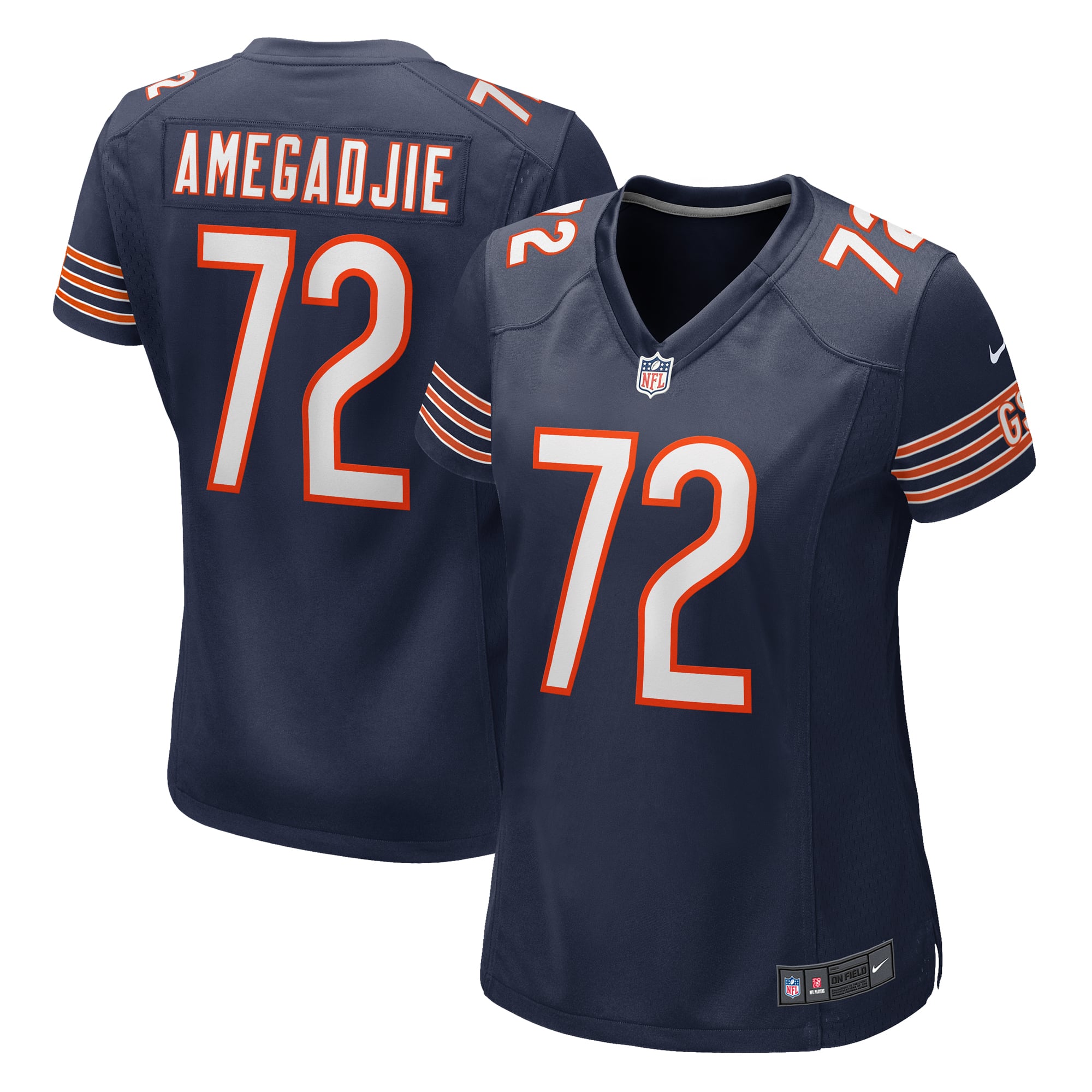 Kiran Amegadjie Chicago Bears Game Jersey Navy NFL Football Fan Wear Kiran Amegadjie