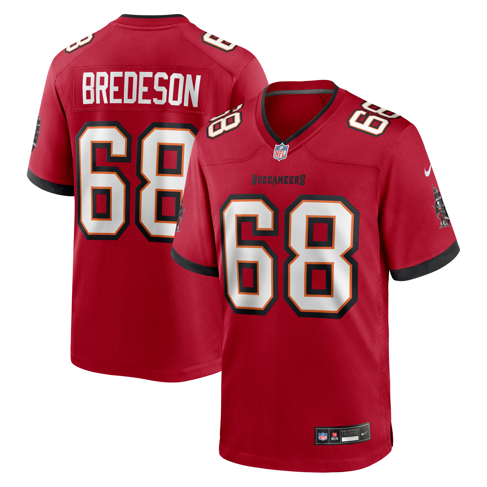 Ben Bredeson Tampa Bay Buccaneers Game Jersey Red NFL Football Fan Wear