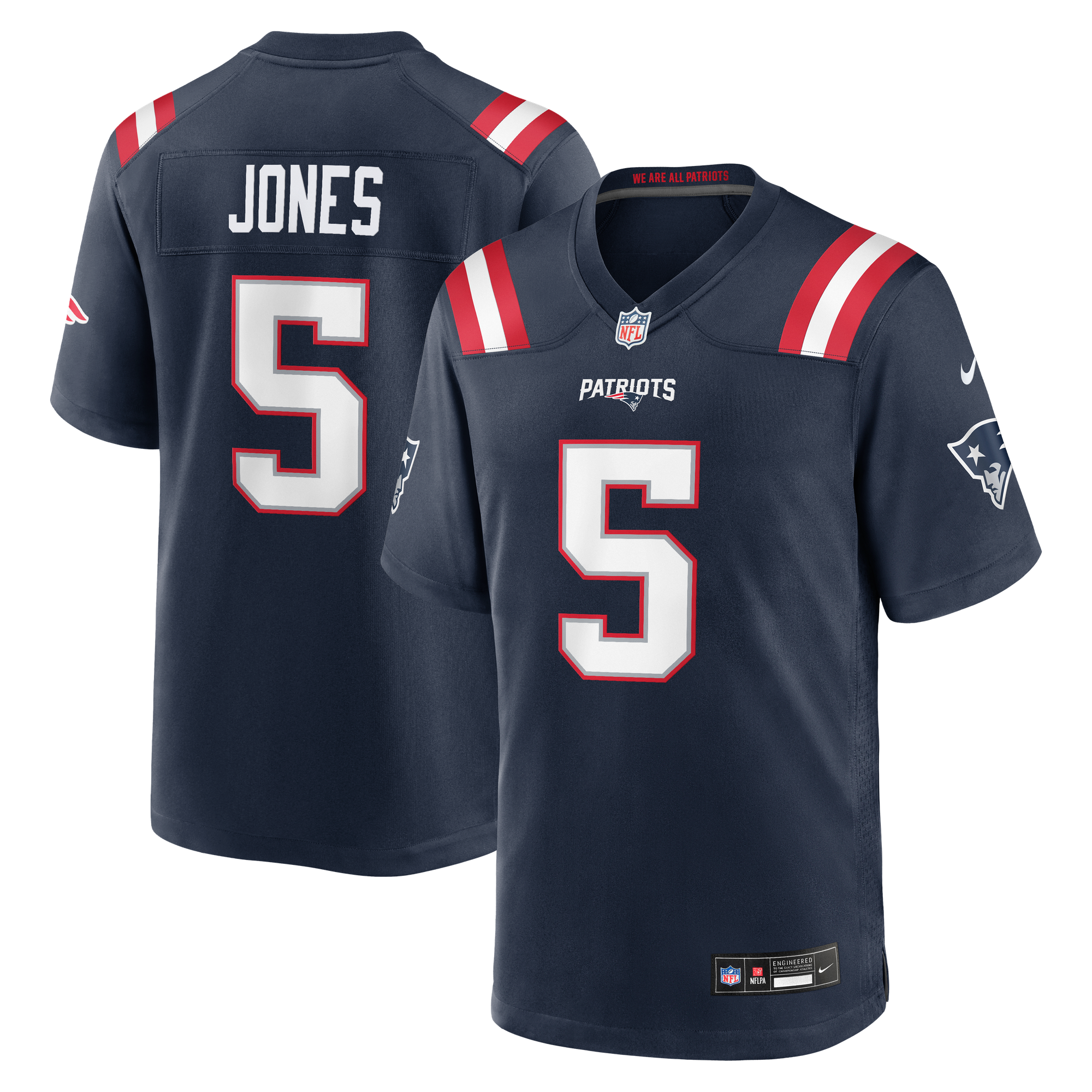 Dre'Mont Jones New England Patriots Game Jersey Navy NFL Football Fan Wear