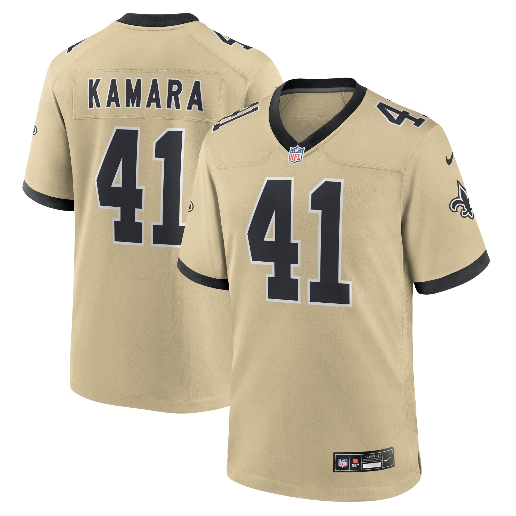 Alvin Kamara Golds New Orleans Saints Player Jersey Gold NFL Football Fan Wear
