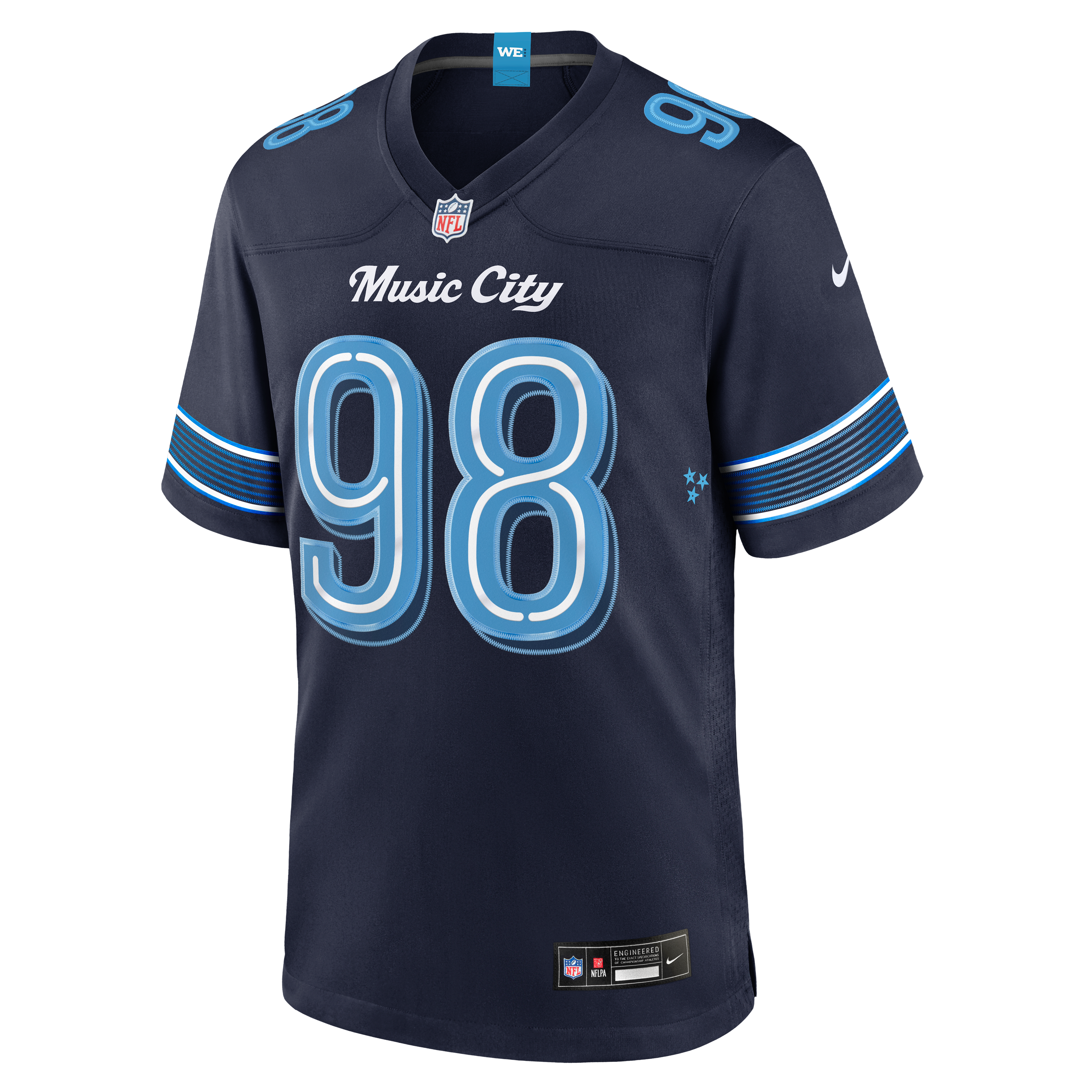 Jeffery Simmons Tennessee Titans Game Jersey Navy NFL Football Fan Wear Jeffery Simmons