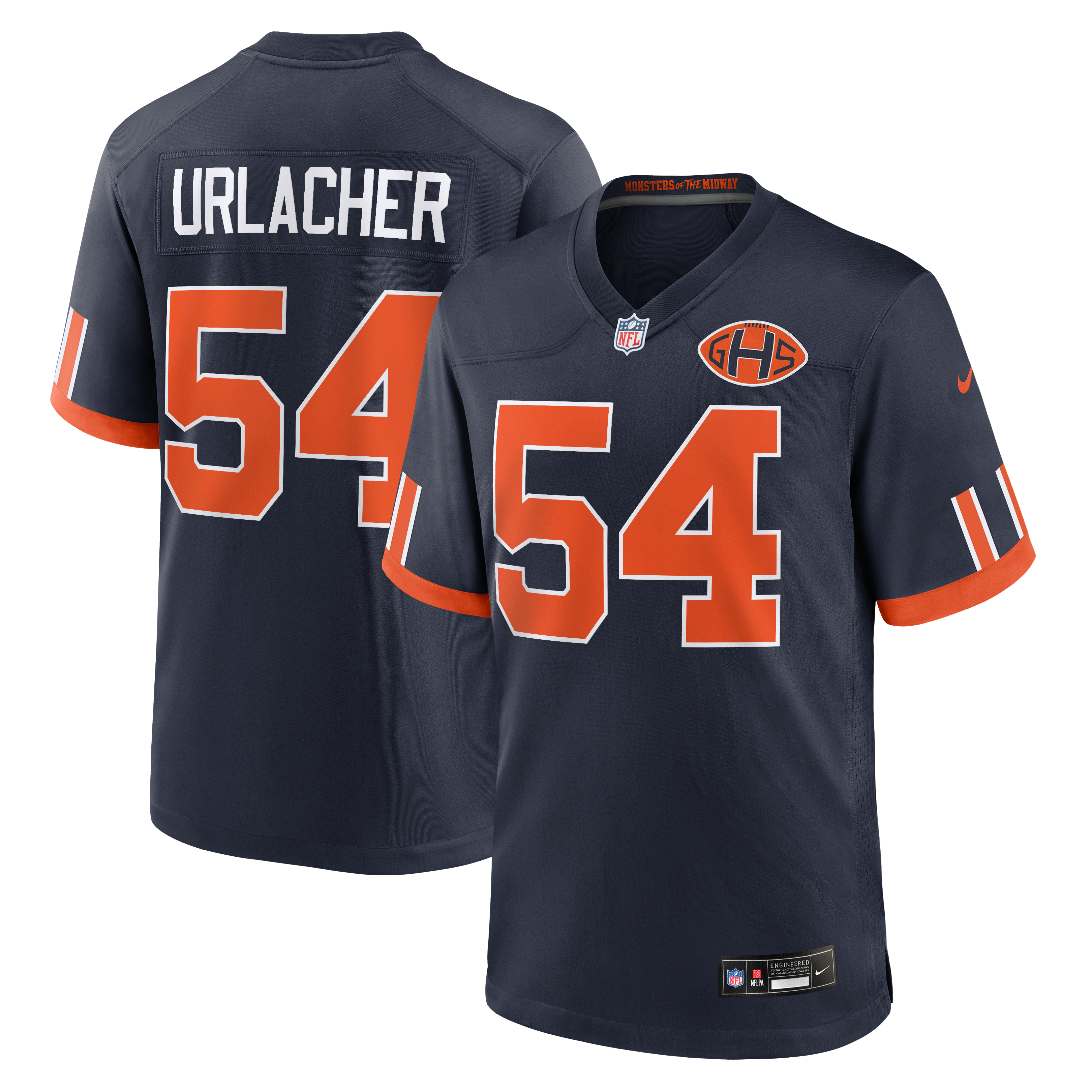 Brian Urlacher Chicago Bears Game Jersey Navy NFL Football Fan Wear