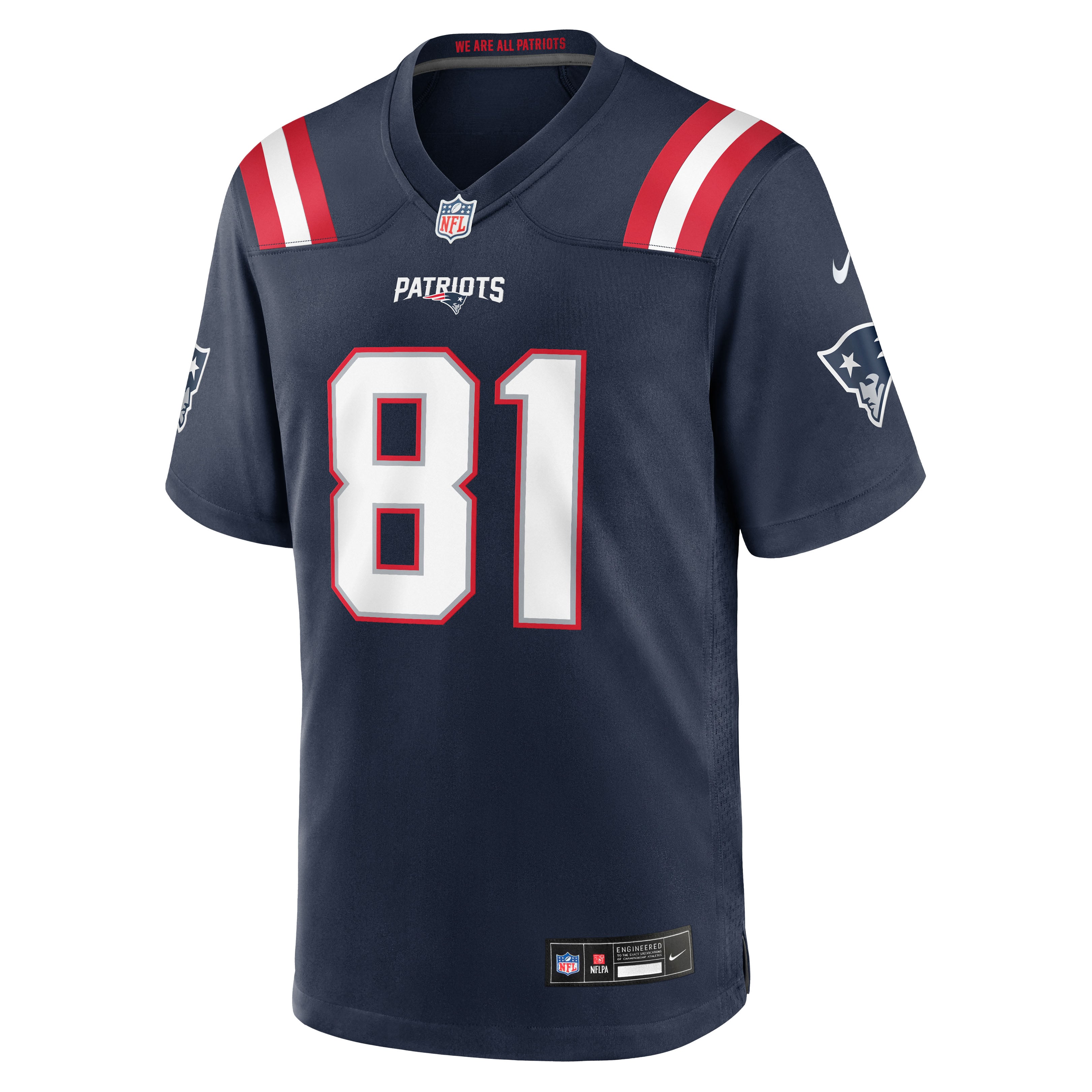 CJ Dippre New England Patriots Game Jersey Navy NFL Football Fan Wear