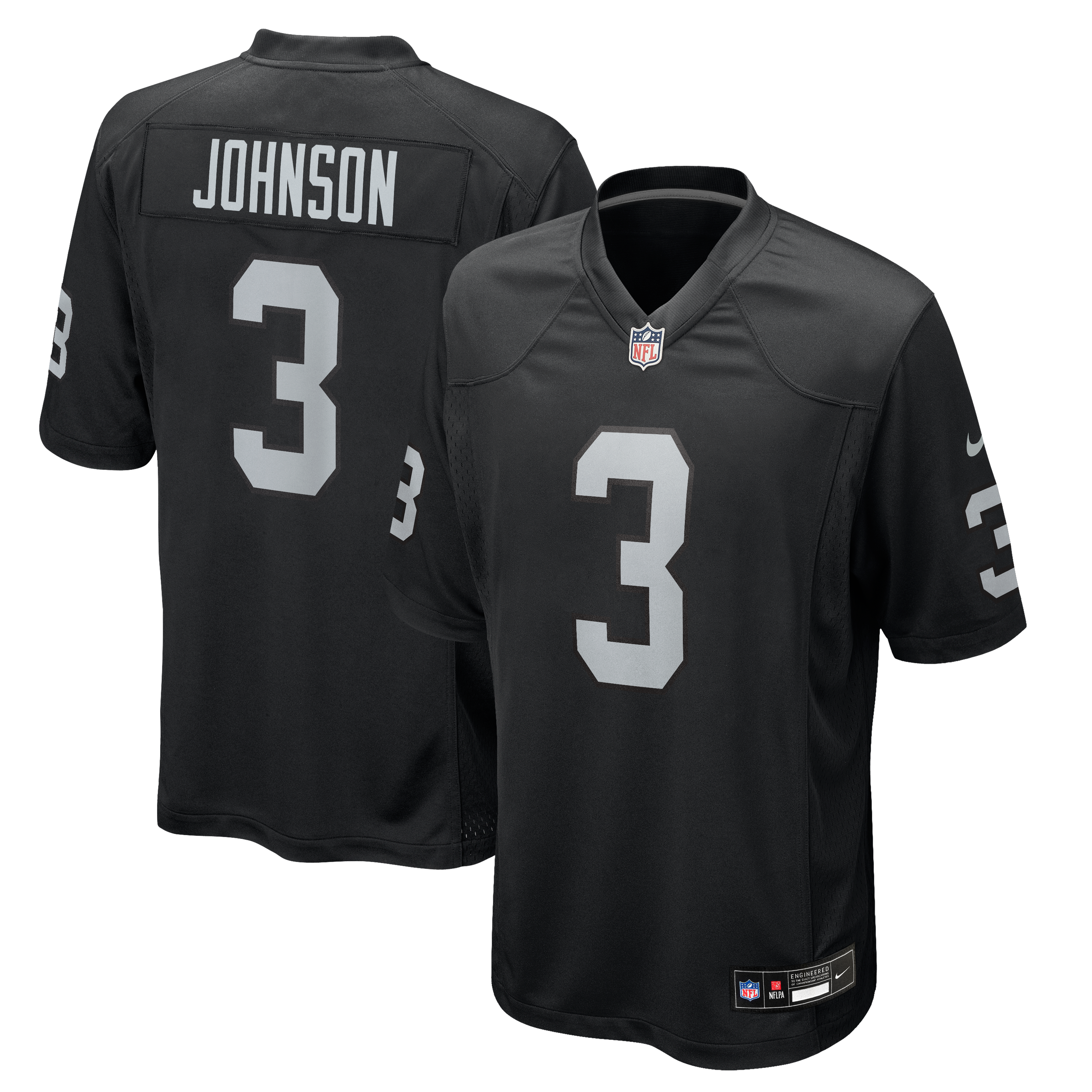 Taron Johnson Las Vegas Raiders Game Jersey Black NFL Football Fan Wear