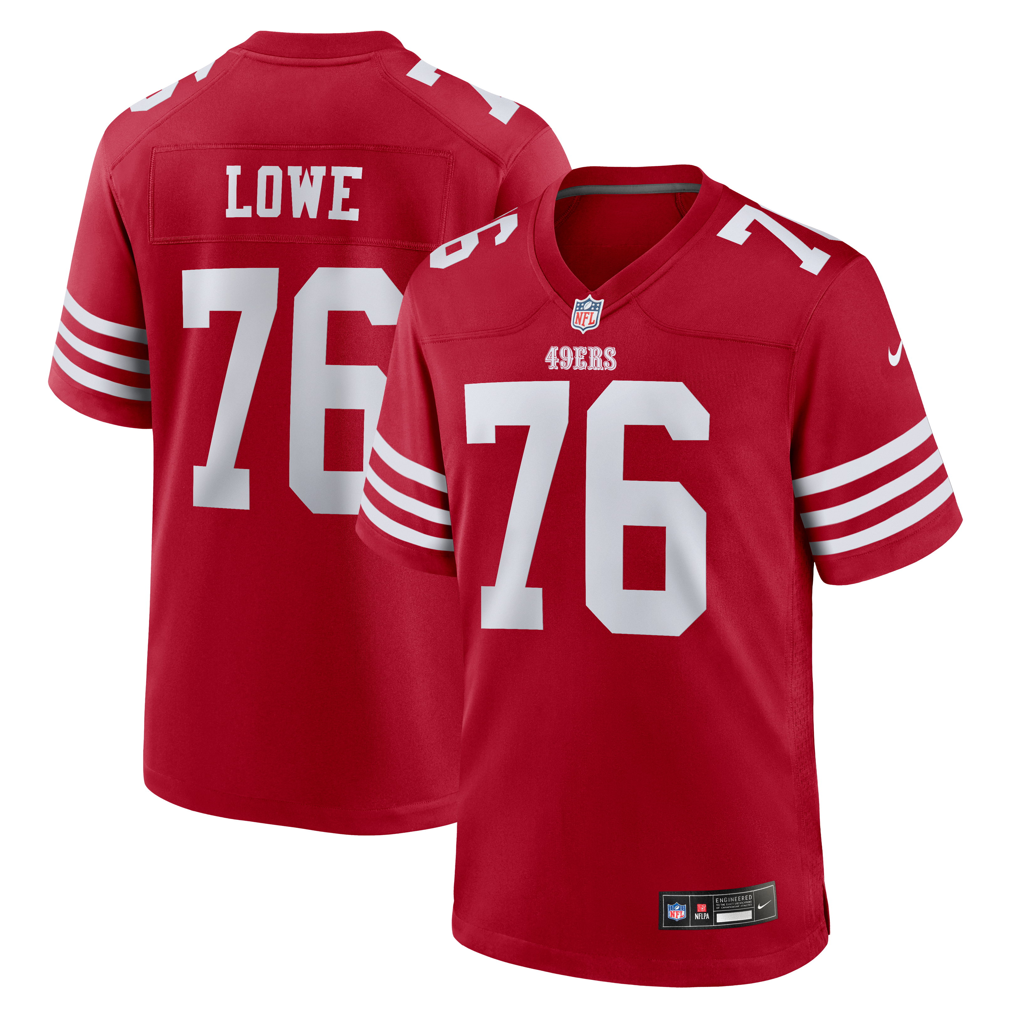 Vederian Lowe San Francisco 49ers Game Jersey Scarlet NFL Football Fan Wear