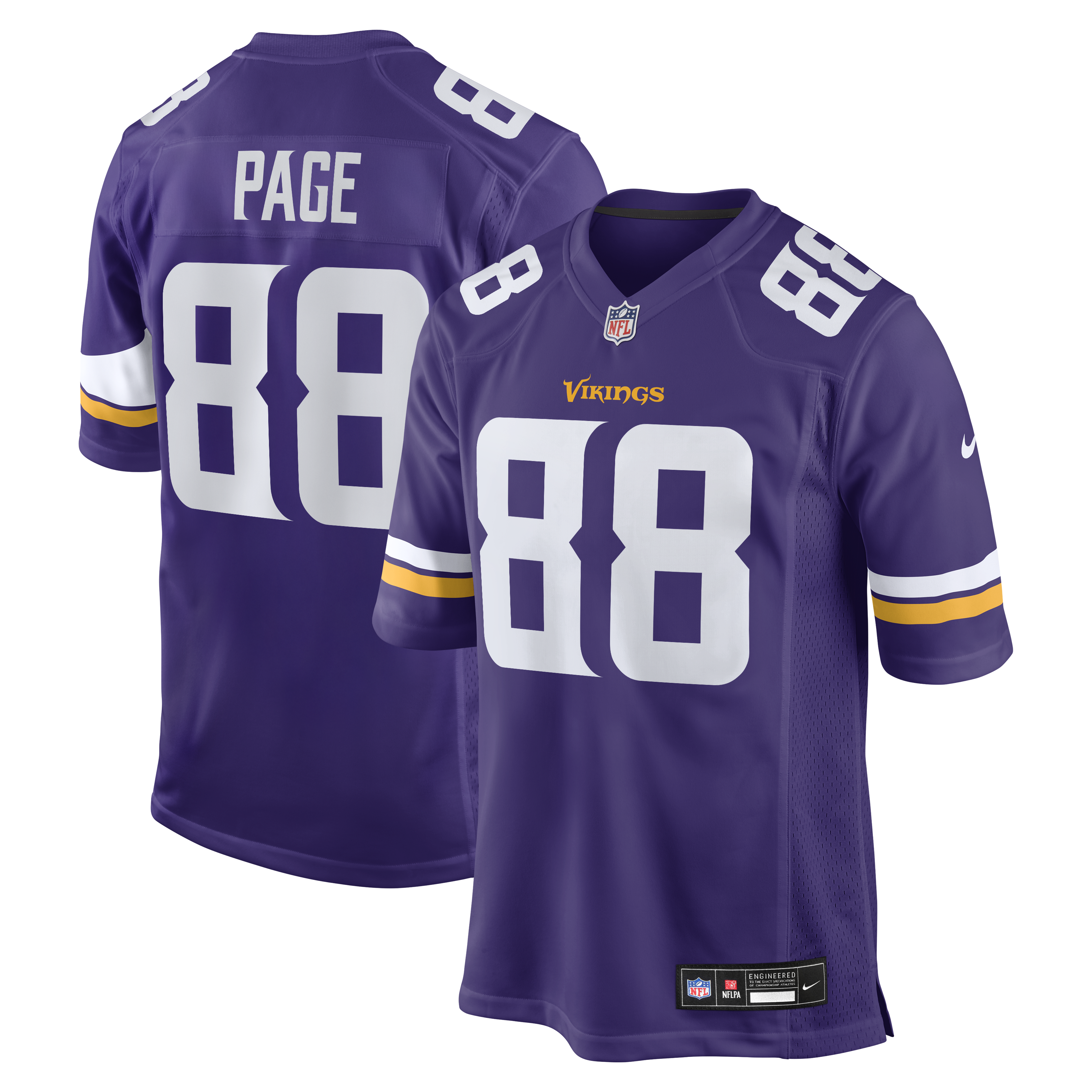 Alan Page Retired Minnesota Vikings Player Jersey Purple NFL Football Fan Wear