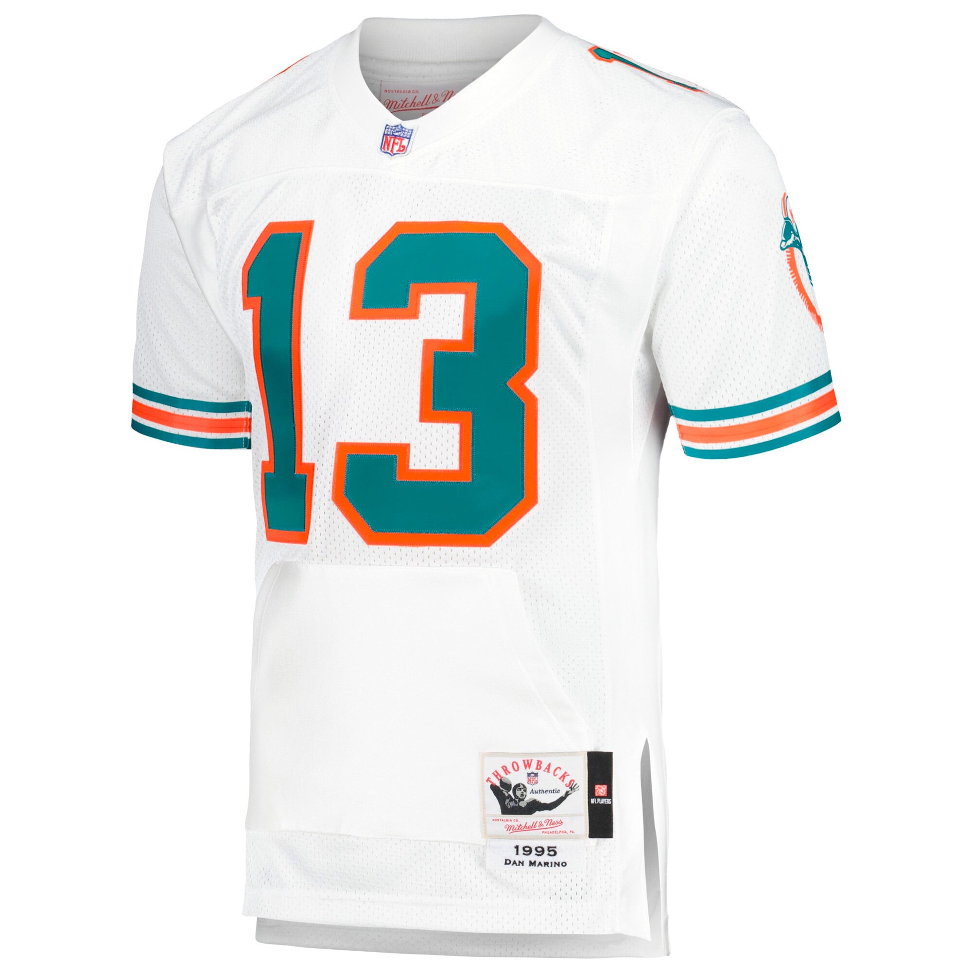 Dan Marino Mitchell Miami Dolphins Throwback Jersey White NFL Football Fan Wear Dan Marino Mitchell