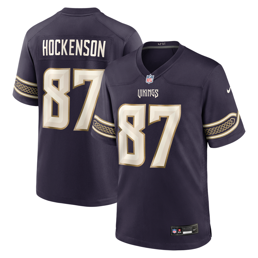 TJ Hockenson Minnesota Vikings Game Jersey Purple NFL Football Fan Wear
