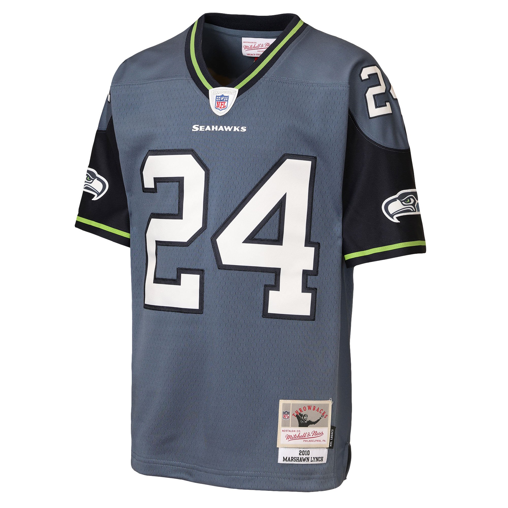 Marshawn Lynch Mitchell Seattle Seahawks Legacy Jersey Blue NFL Football Fan Wear Marshawn Lynch Mitchell