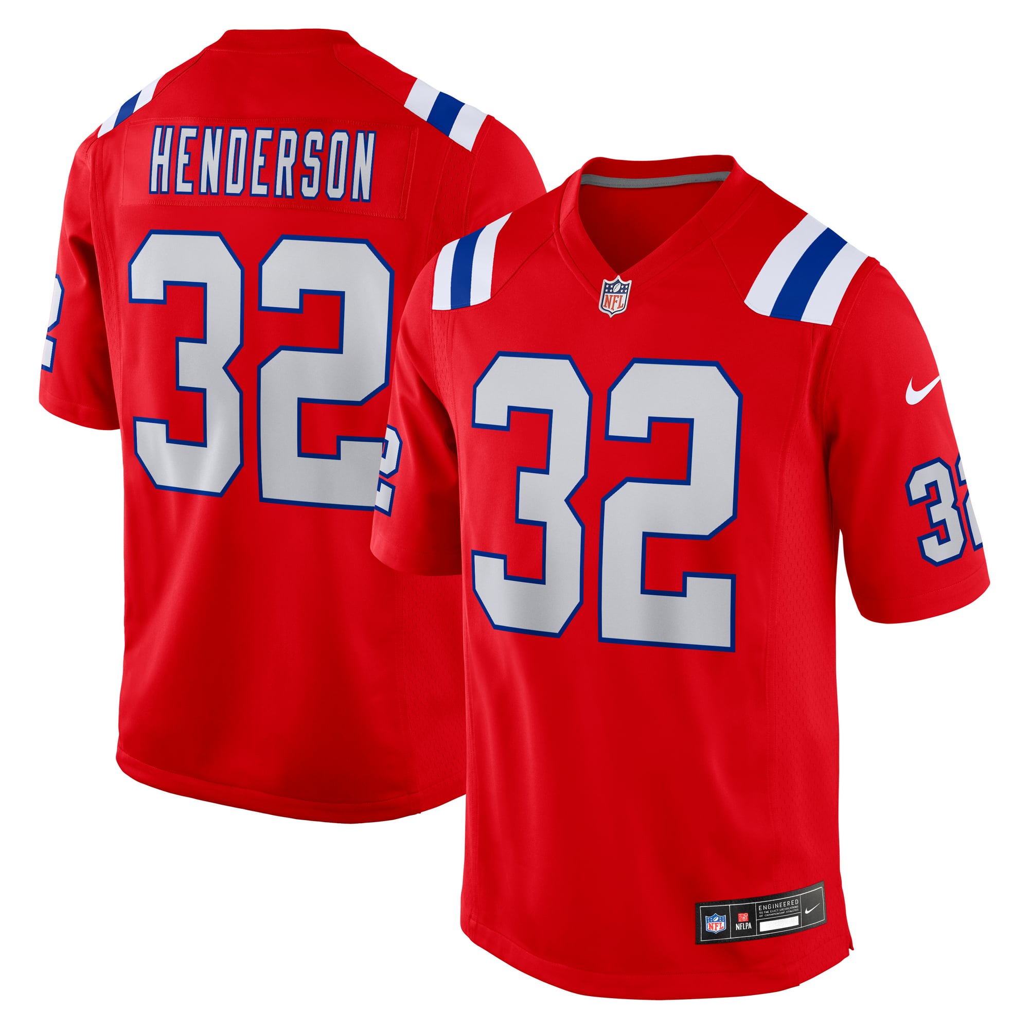 TreVeyon Henderson New England Patriots Player Jersey Red NFL Football Fan Wear TreVeyon Henderson