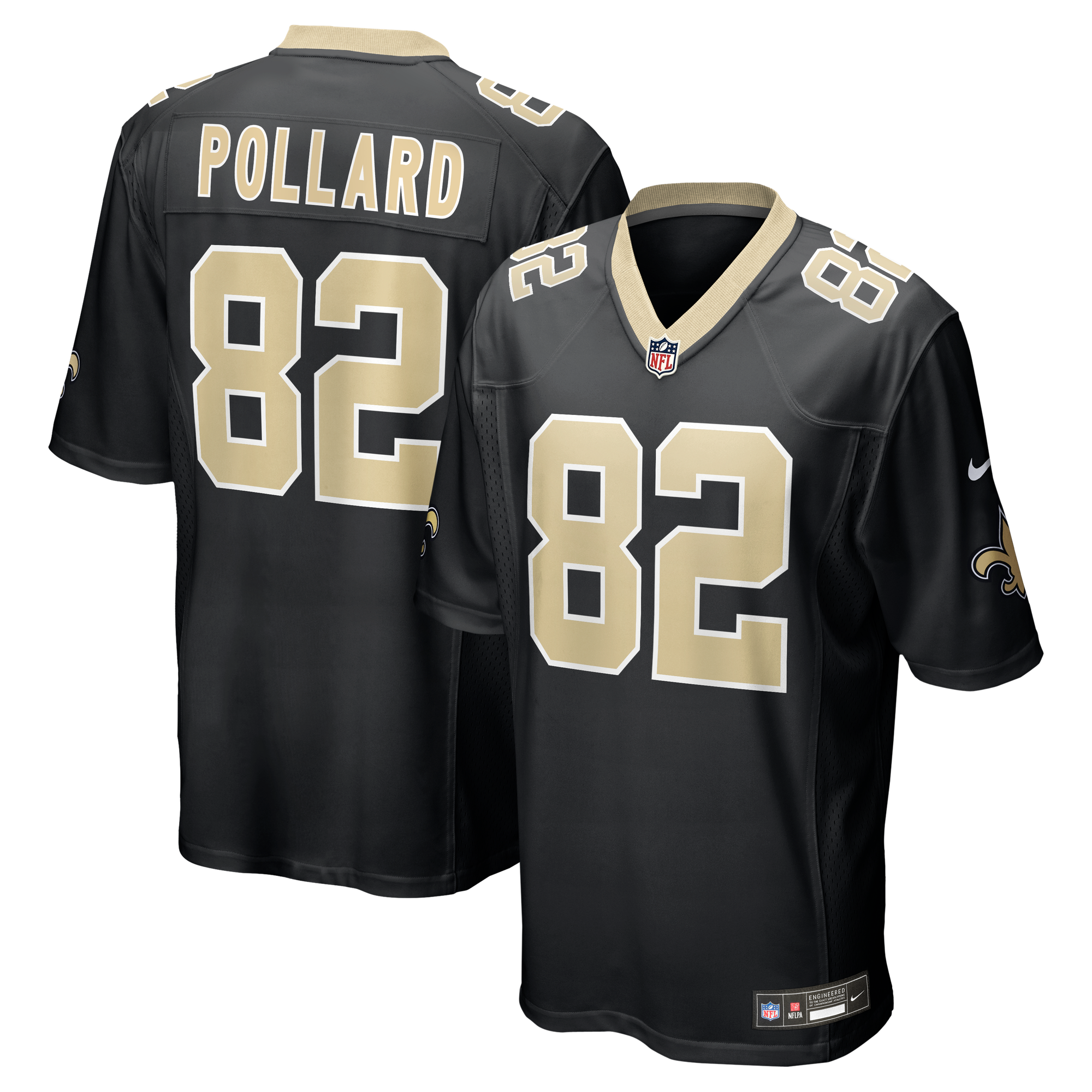 Retired Bob Pollard New Orleans Saints Player Jersey Black NFL Football Fan Wear
