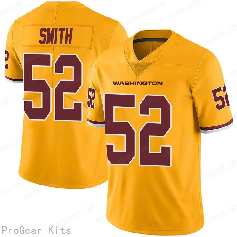 Preston Smith Rush Washington Commanders Jersey No.52 Gold NFL Football Fan Wear