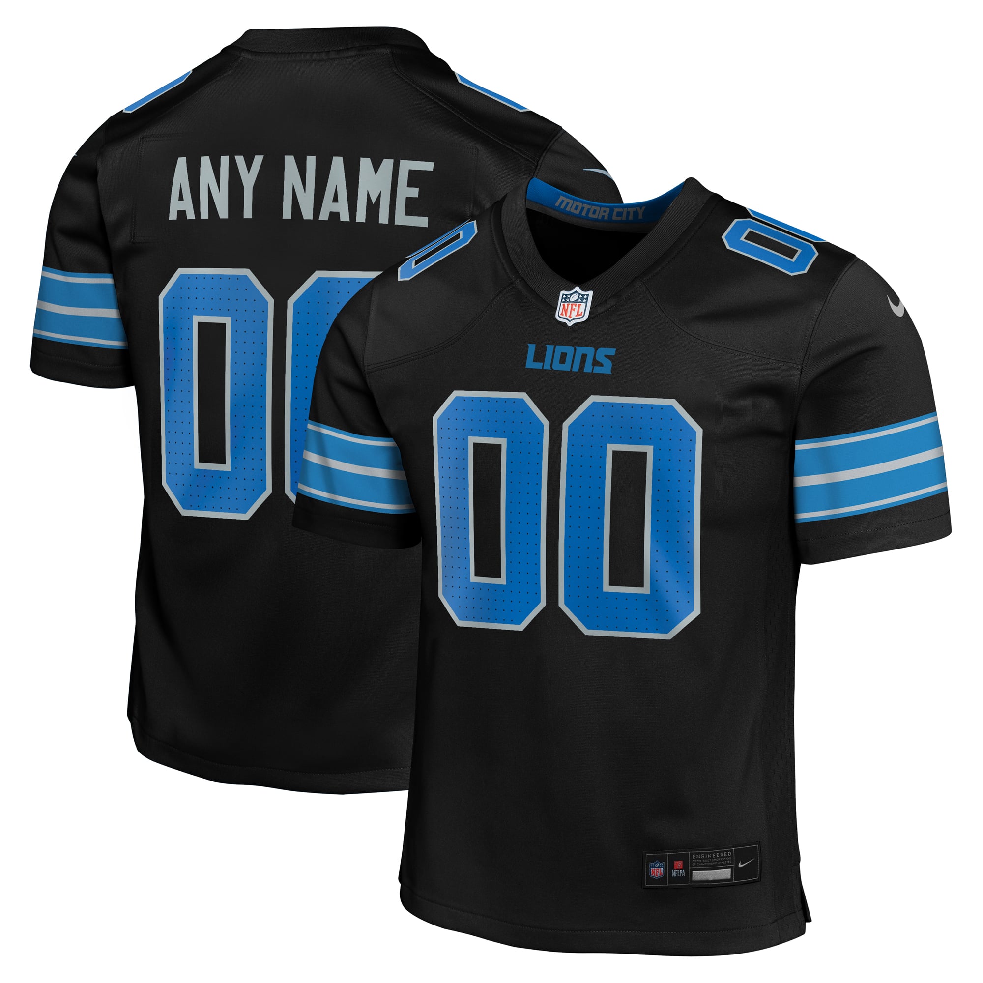 Detroit Lions Game Jersey Black NFL Football Fan Wear Custom Number