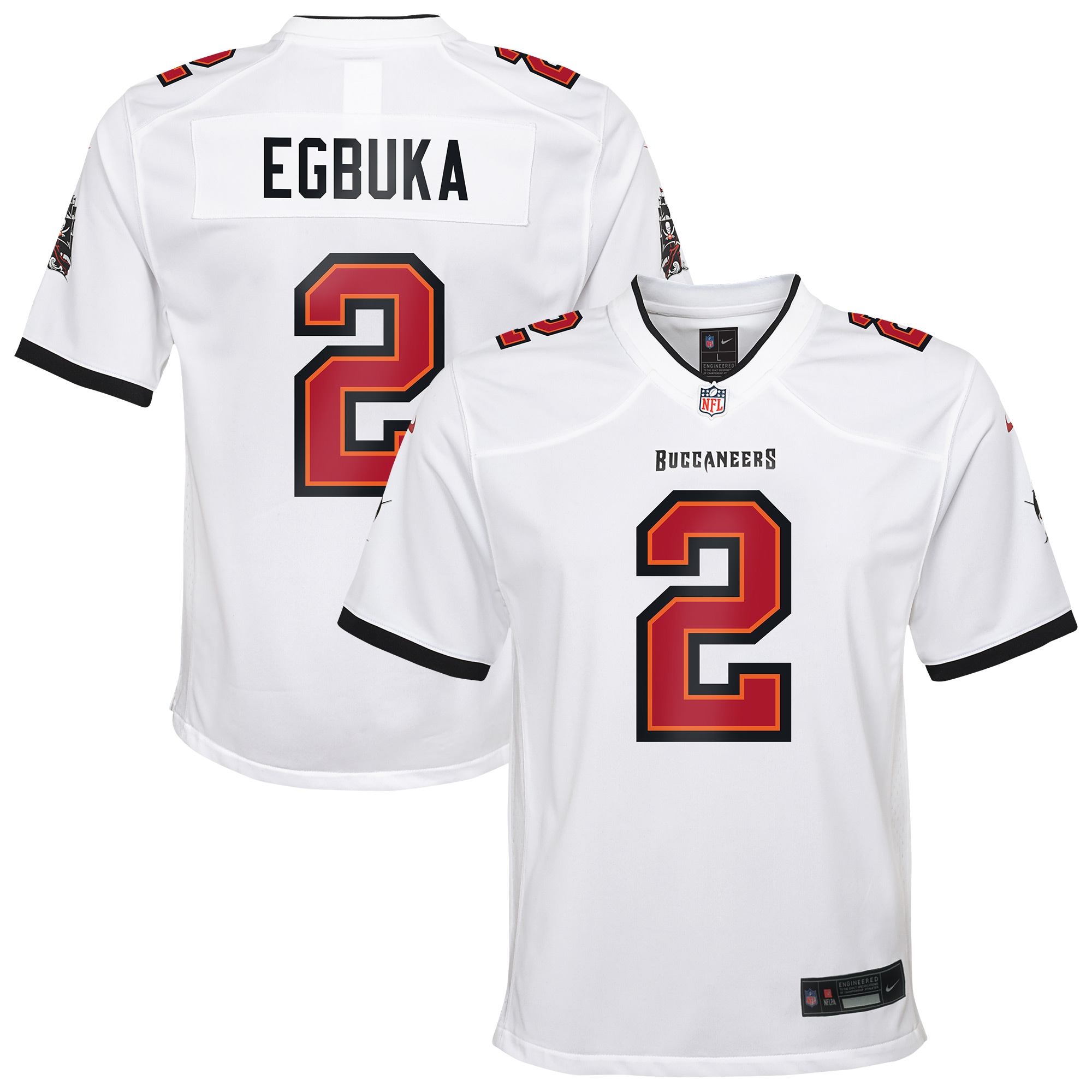 Emeka Egbuka Tampa Bay Buccaneers Game Jersey White NFL Football Fan Wear