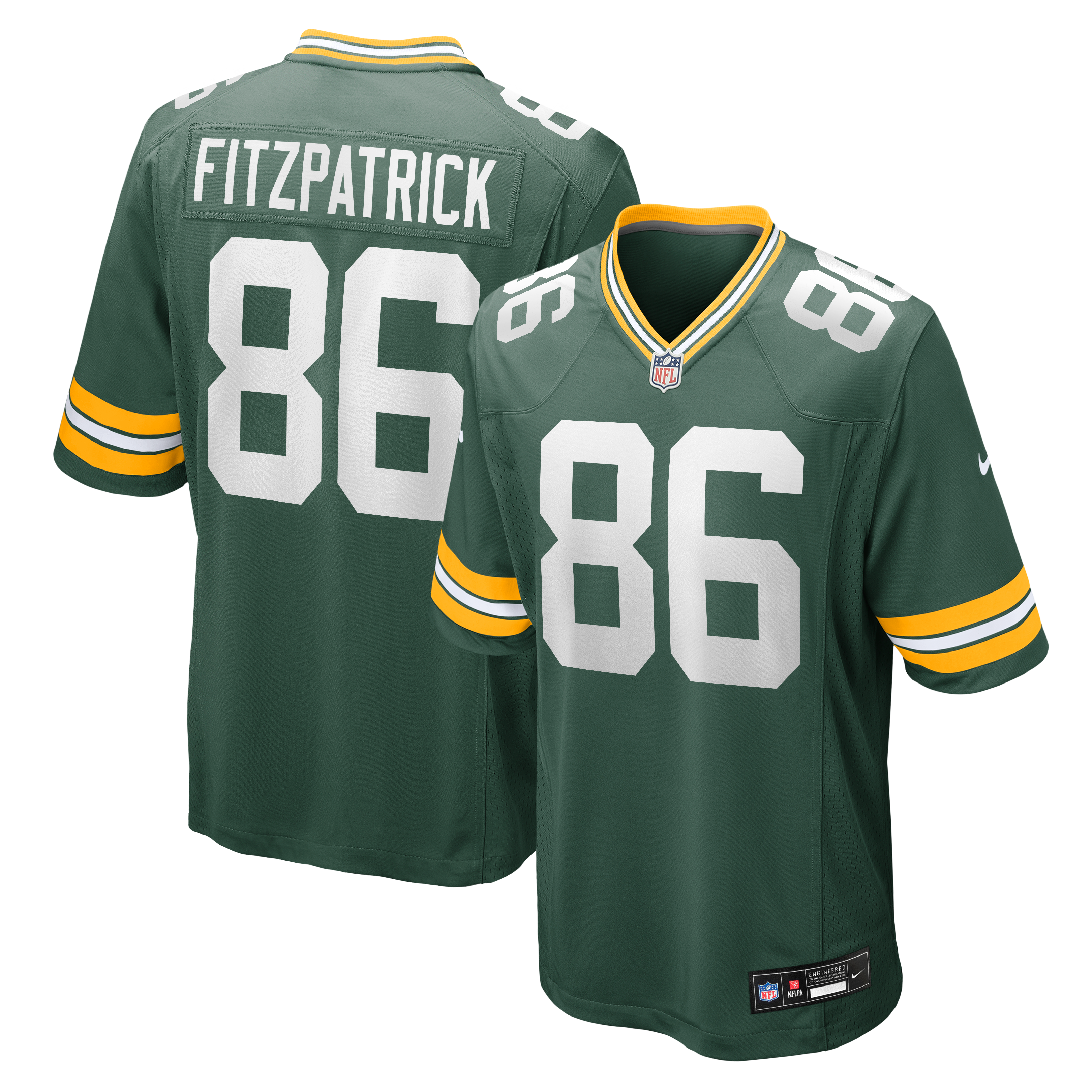 John FitzPatrick Green Bay Packers Game Jersey Green NFL Football Fan Wear