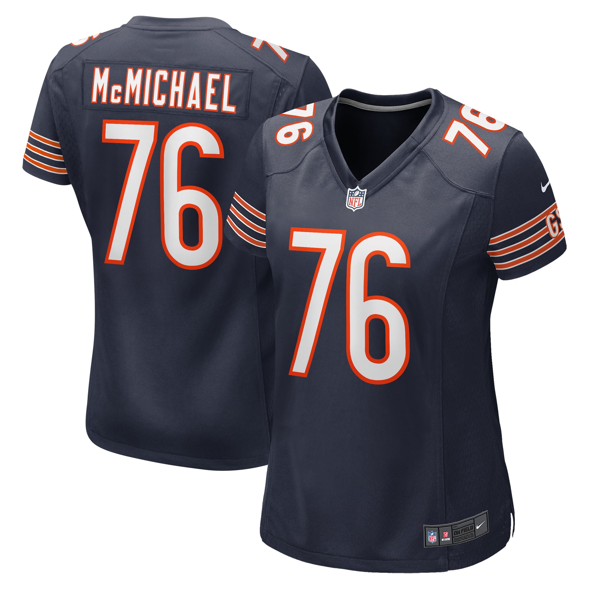 Steve McMichael Retired Chicago Bears Game Jersey Navy NFL Football Fan Wear Steve McMichael Retired