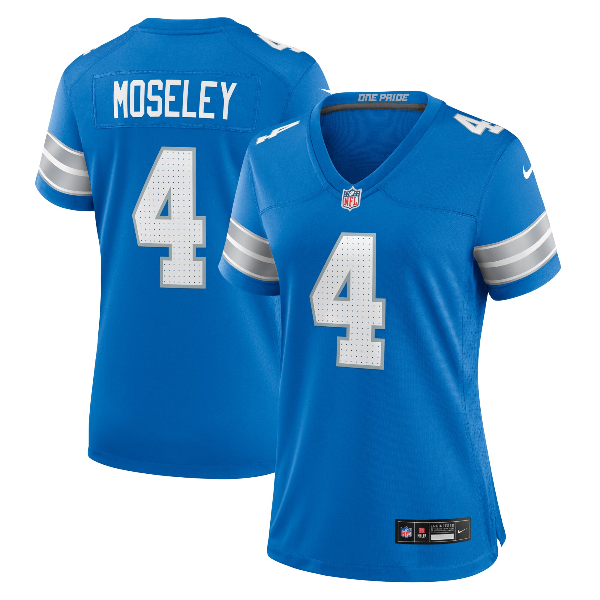 Emmanuel Moseley Detroit Lions Game Jersey Blue NFL Football Fan Wear Emmanuel Moseley