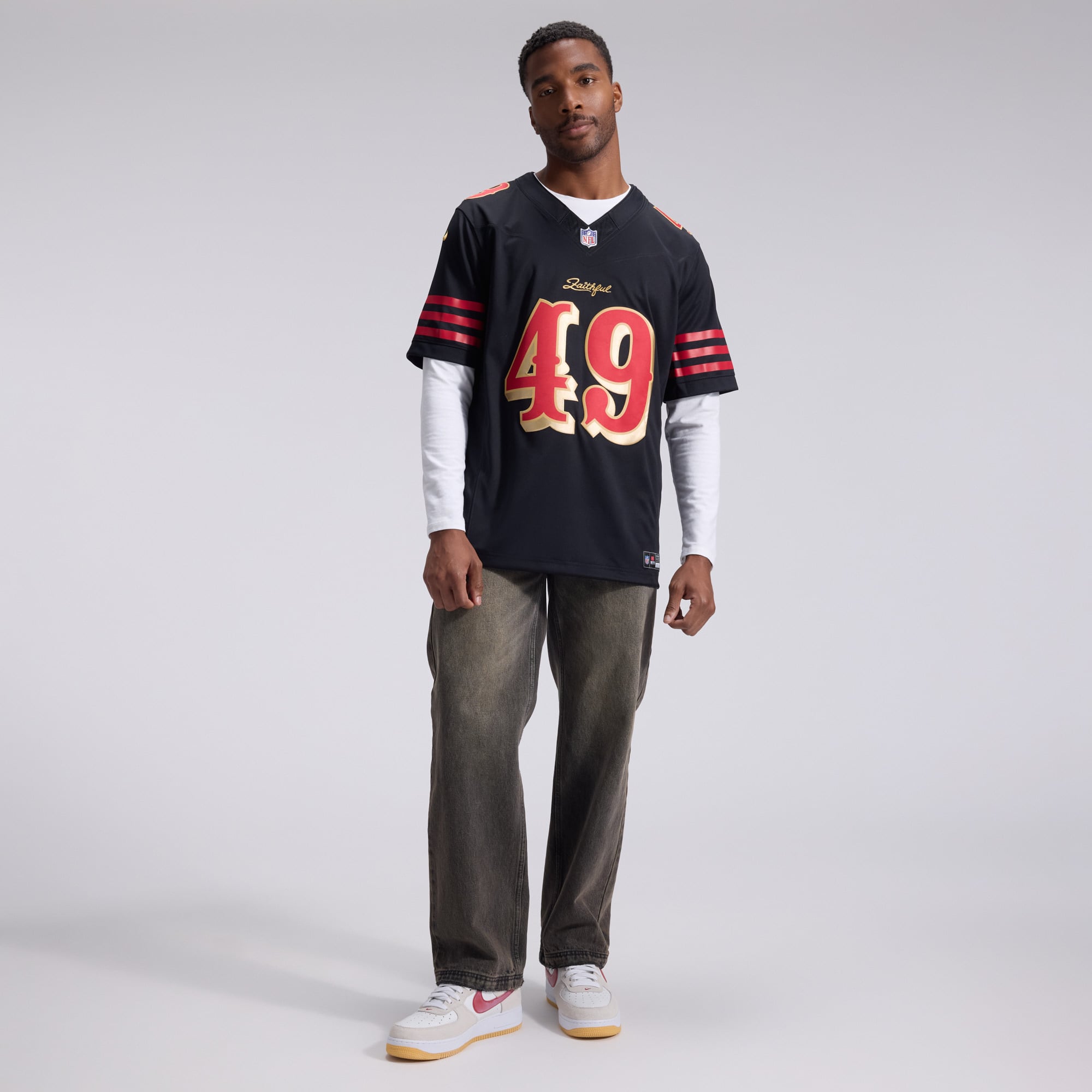 San Francisco 49ers Game Jersey Black NFL Football Fan Wear