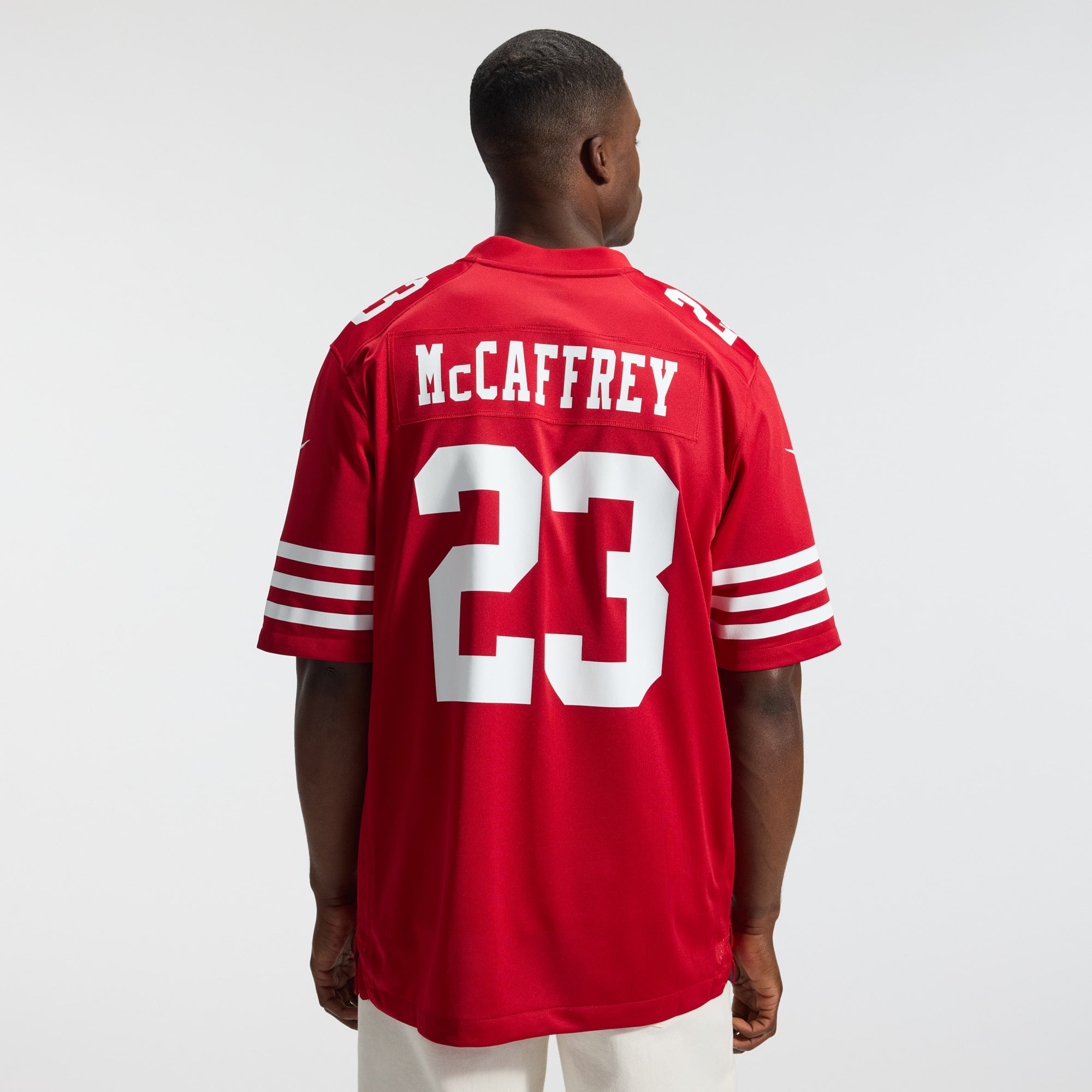 Christian McCaffrey San Francisco 49ers Player Jersey Scarlet NFL Football Fan Wear Christian McCaffrey