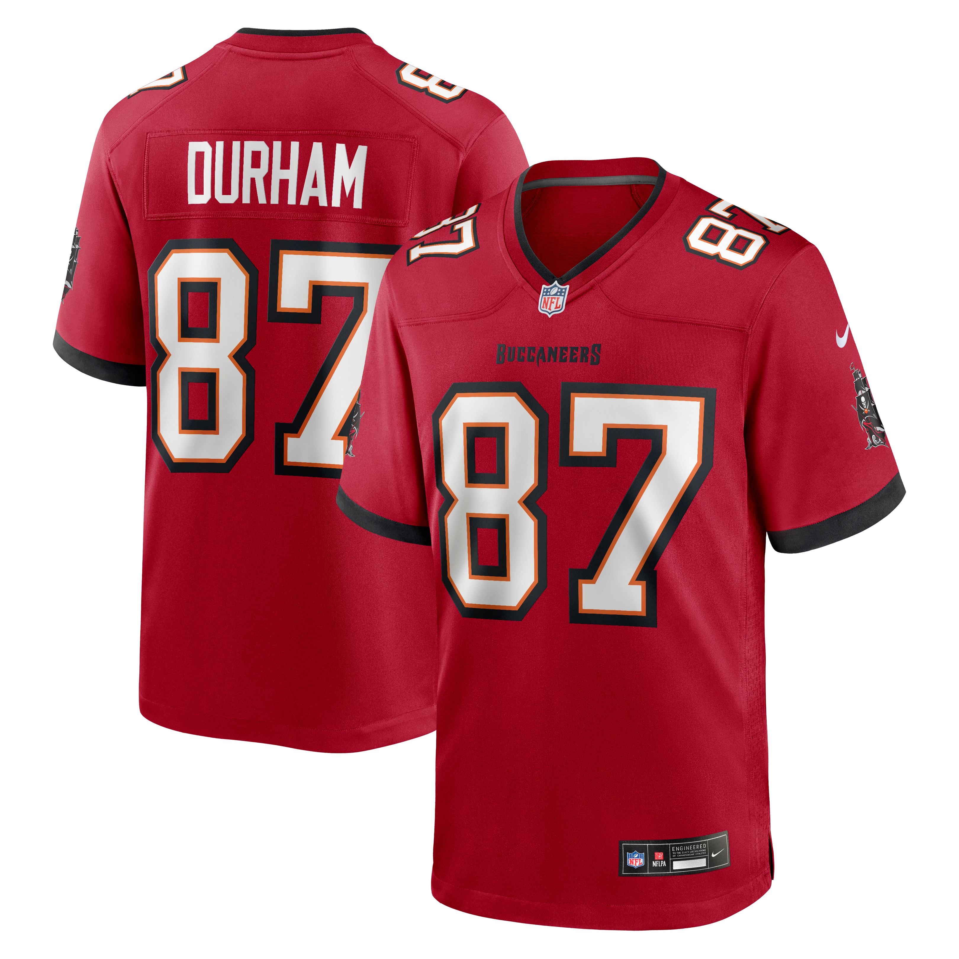 Payne Durham Tampa Bay Buccaneers Game Jersey Red NFL Football Fan Wear