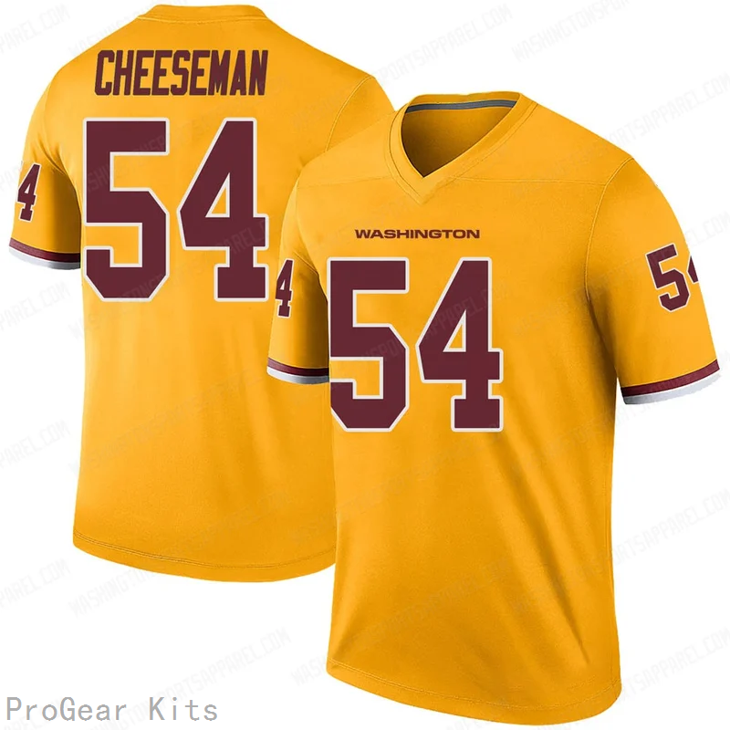 Camaron Cheeseman Rush Washington Commanders Jersey No.54 Gold NFL Football Fan Wear Camaron Cheeseman Rush