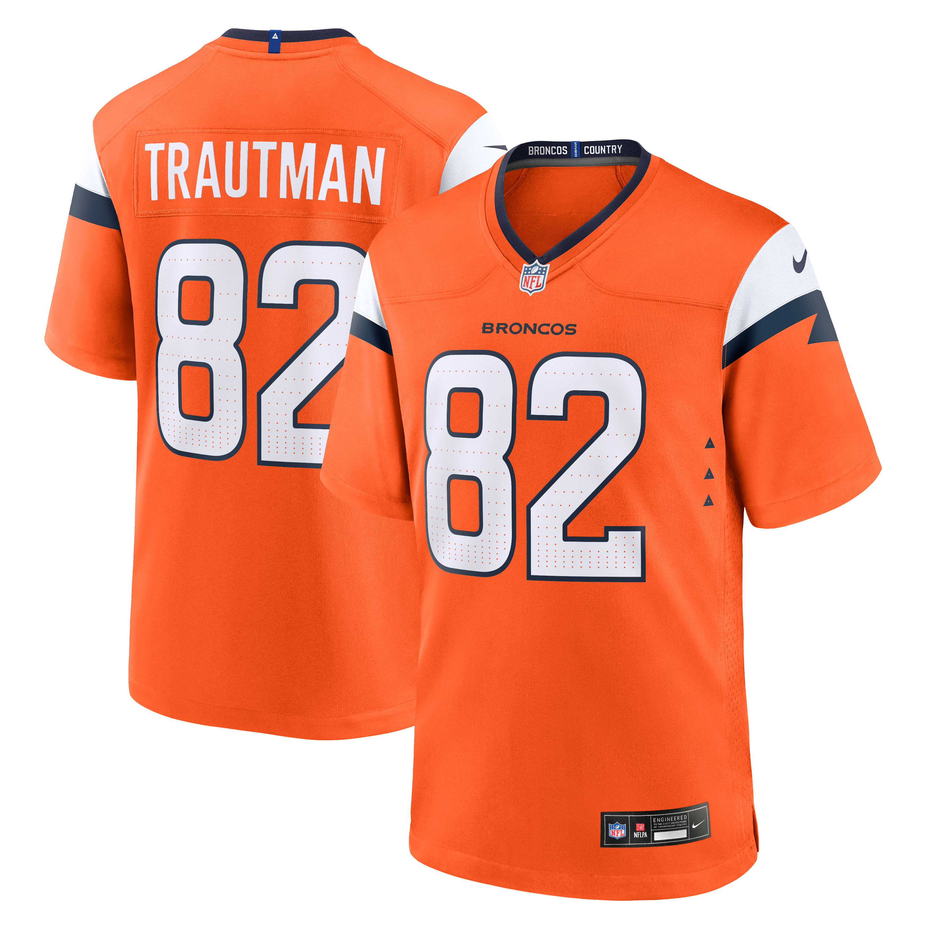 Adam Trautman Denver Broncos Game Jersey Orange NFL Football Fan Wear