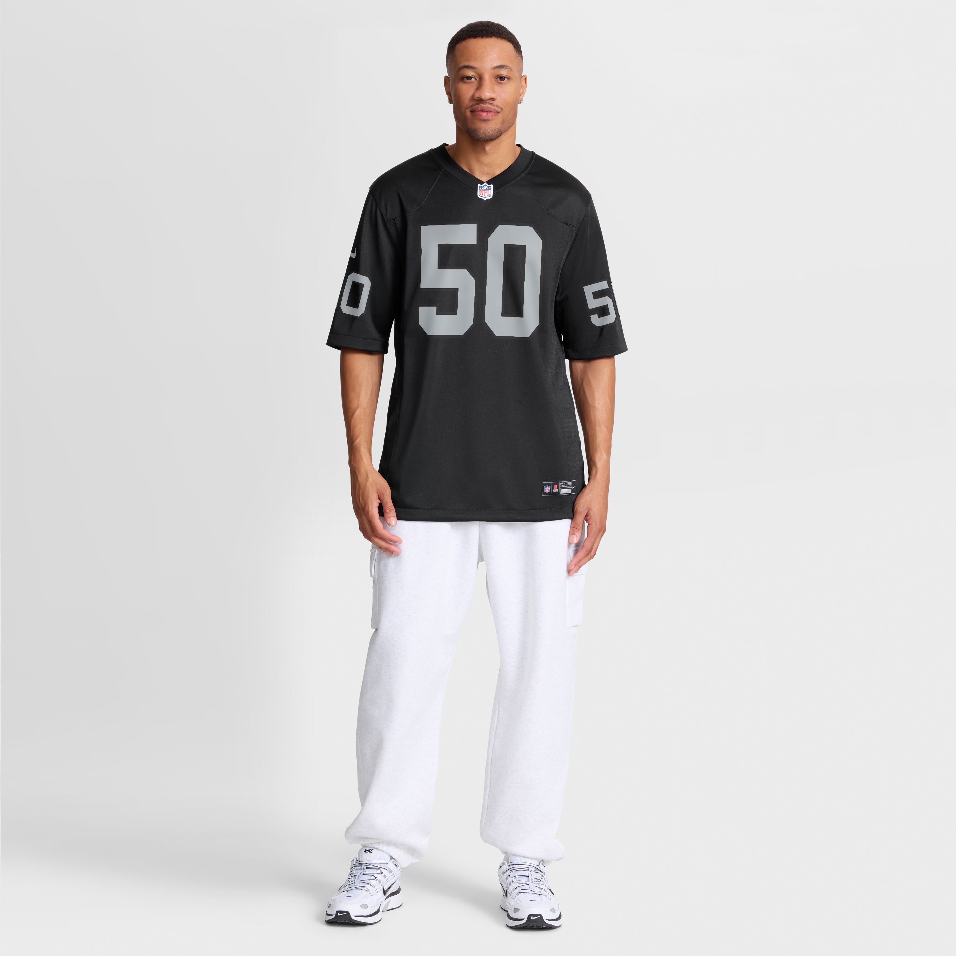 Segun Olubi Las Vegas Raiders Game Jersey Black NFL Football Fan Wear Segun Olubi