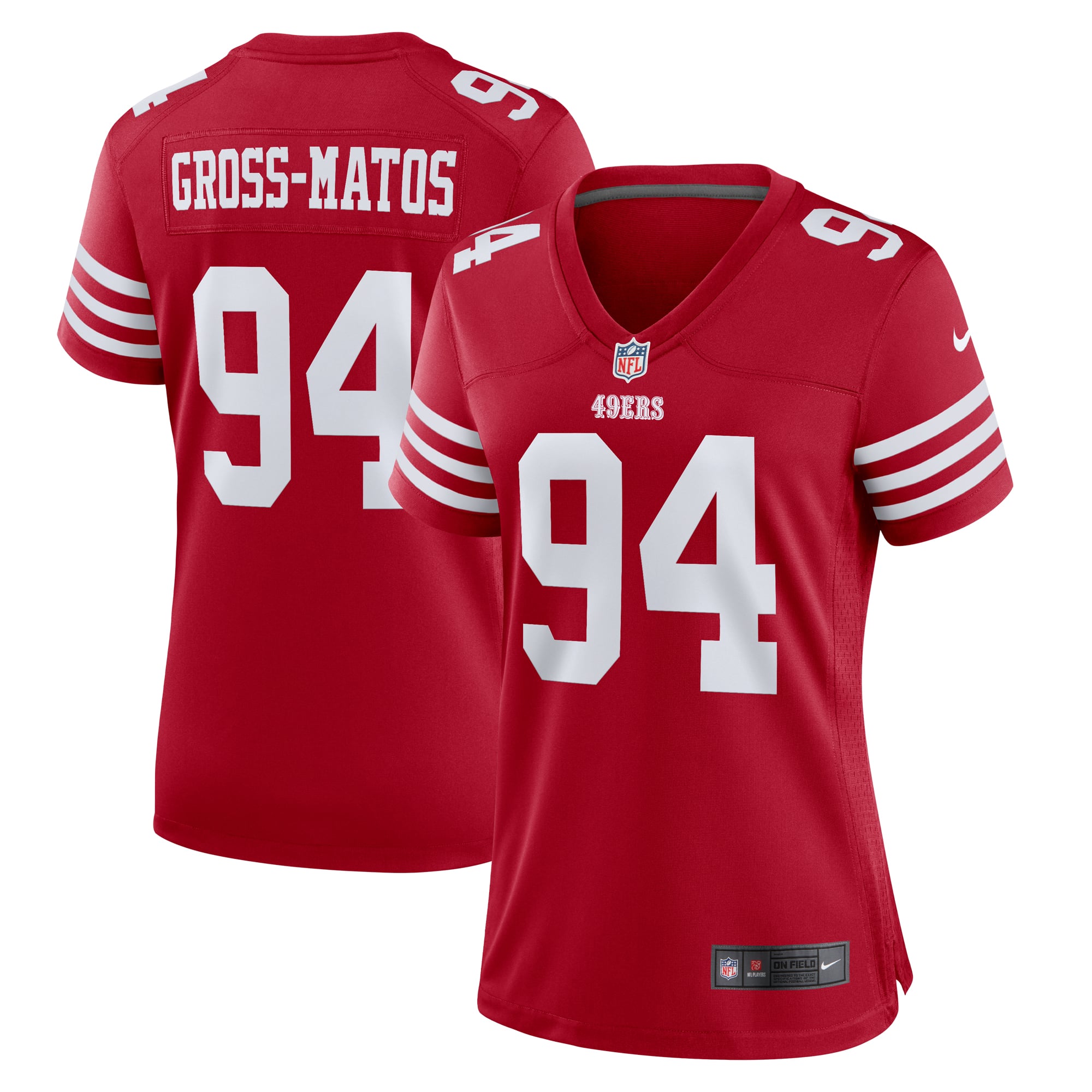 Yetur Gross-Matos San Francisco 49ers Game Jersey Scarlet NFL Football Fan Wear Yetur Gross-Matos