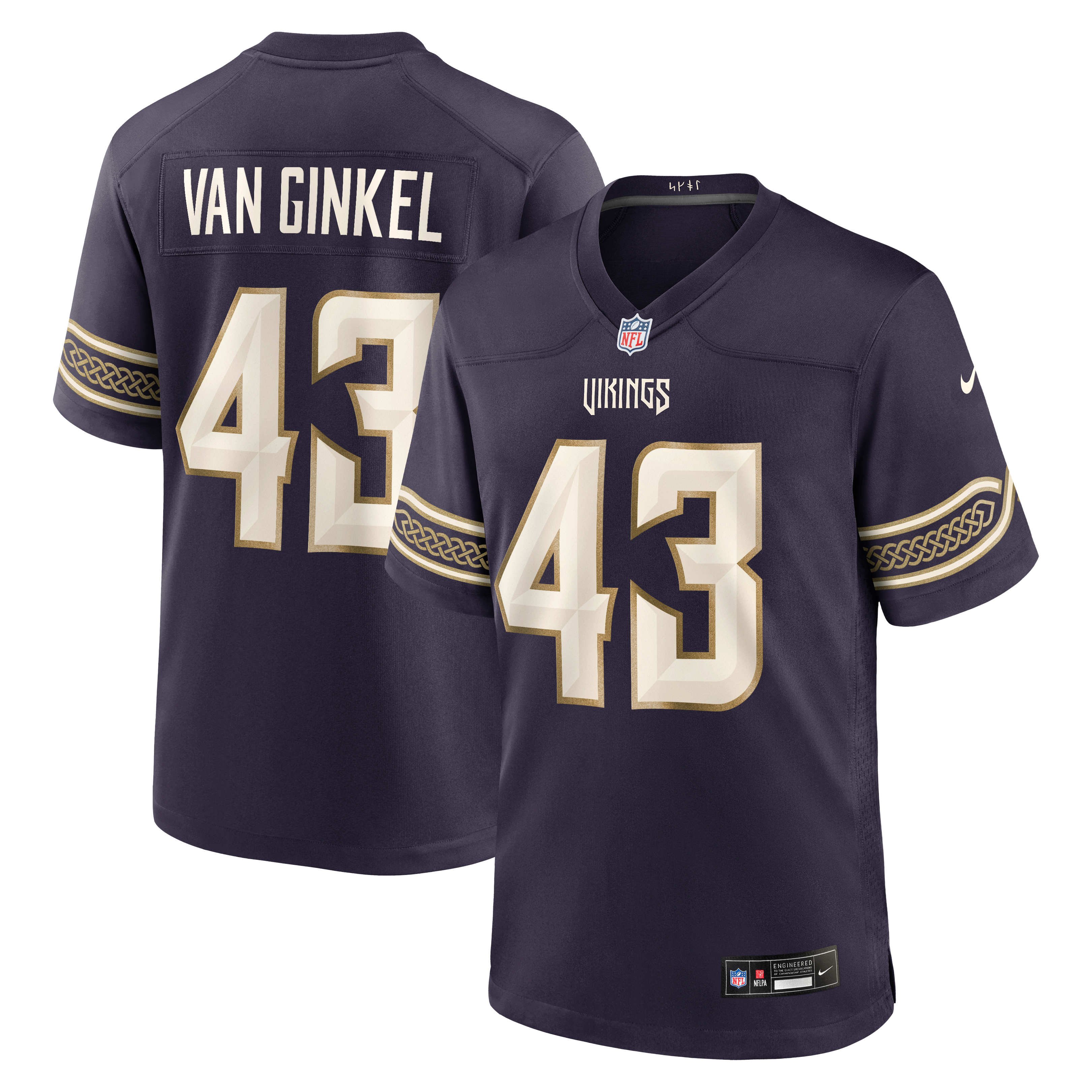 Andrew Van Ginkel Minnesota Vikings Game Jersey Purple NFL Football Fan Wear