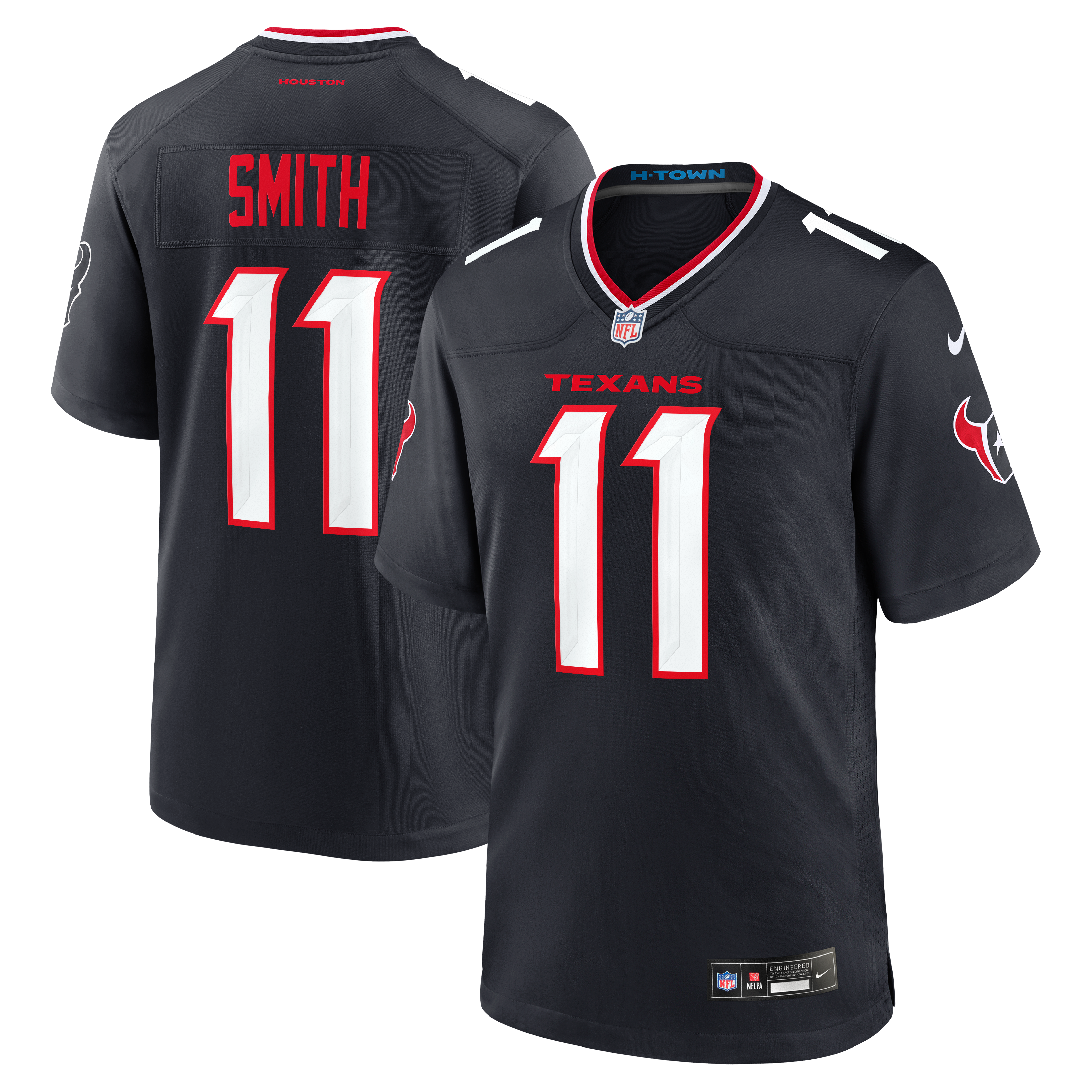 Tremon Smith Houston Texans Game Jersey Navy NFL Football Fan Wear