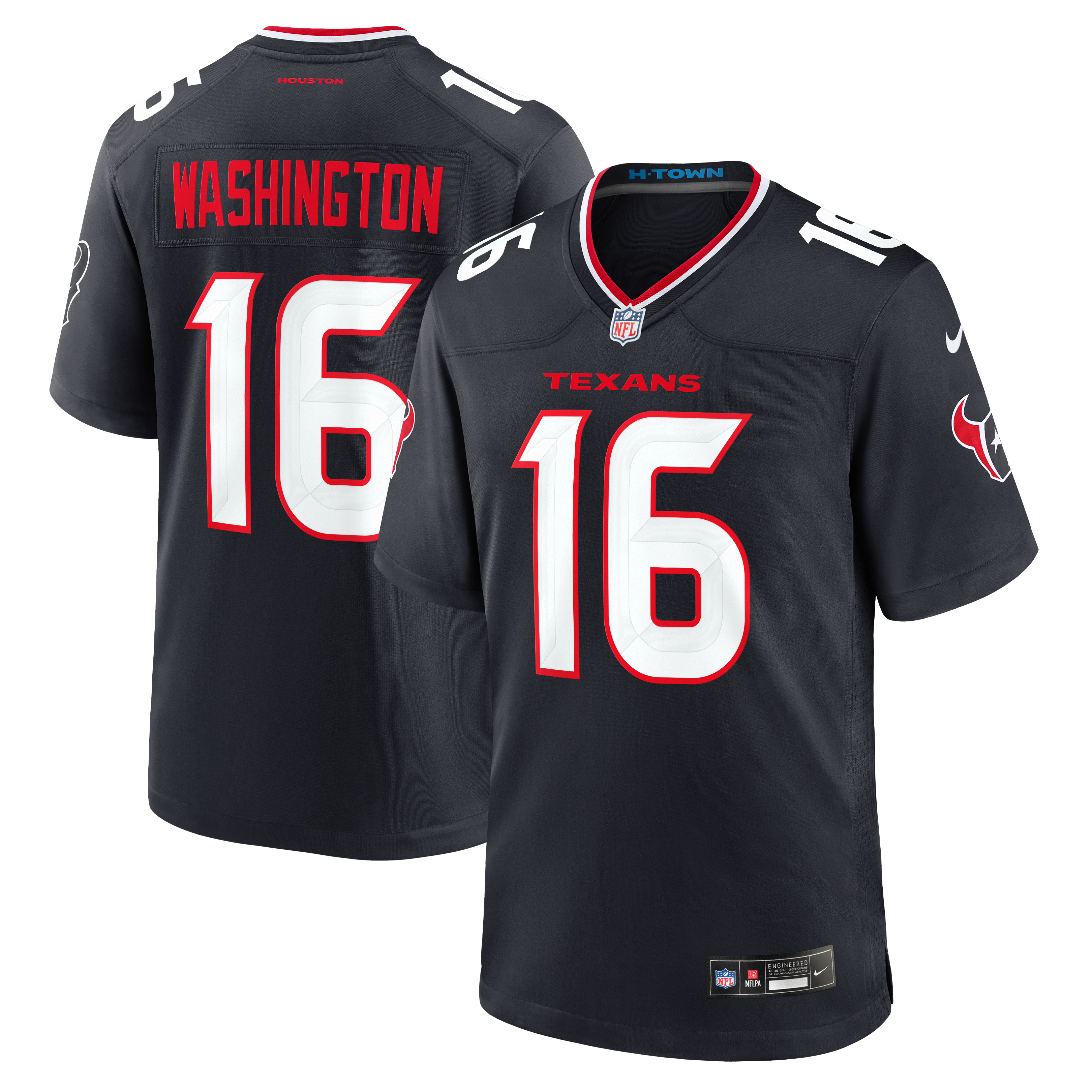 Montrell Washington Houston Texans Game Jersey Navy NFL Football Fan Wear