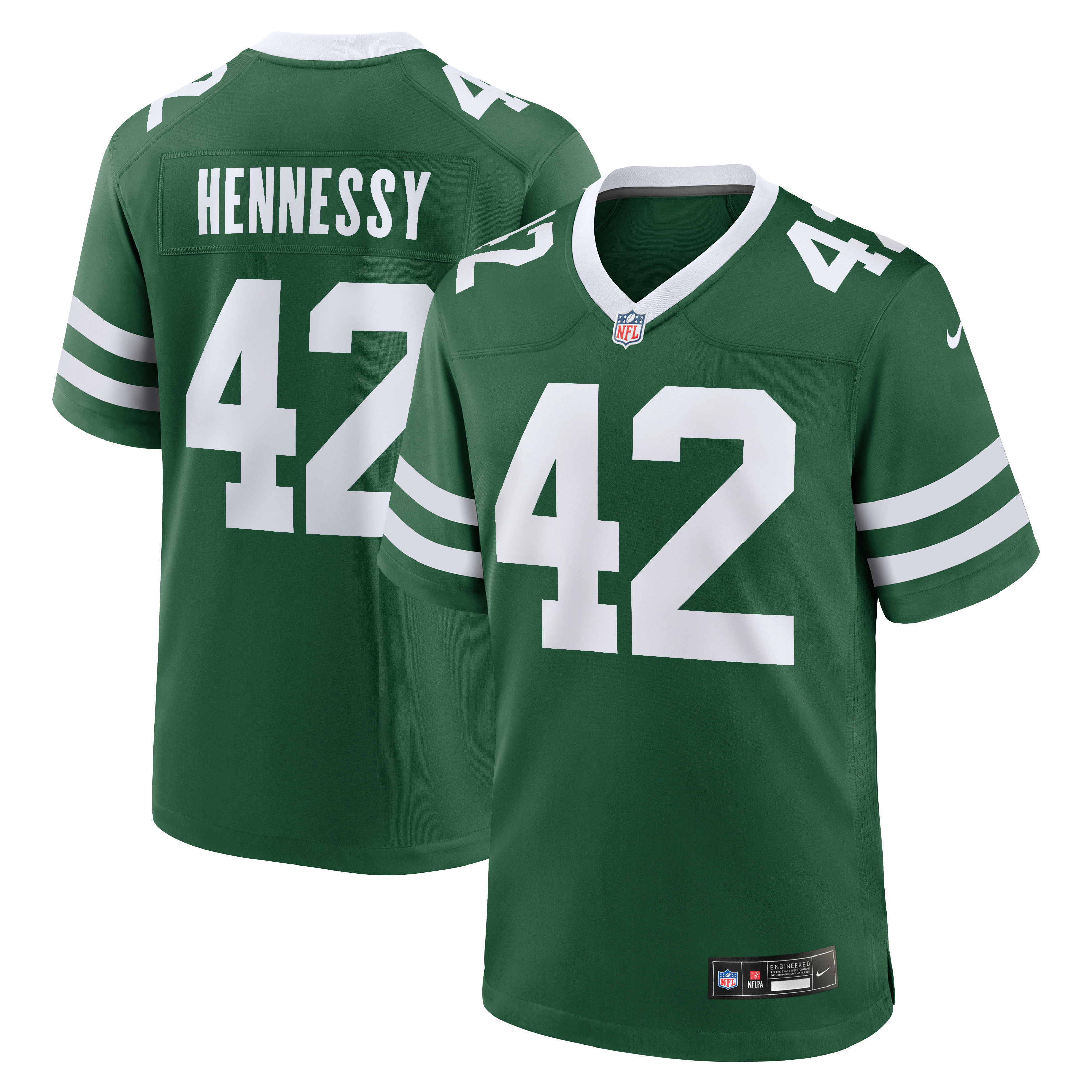 Thomas Hennessy New York Jets Game Jersey Green NFL Football Fan Wear Thomas Hennessy