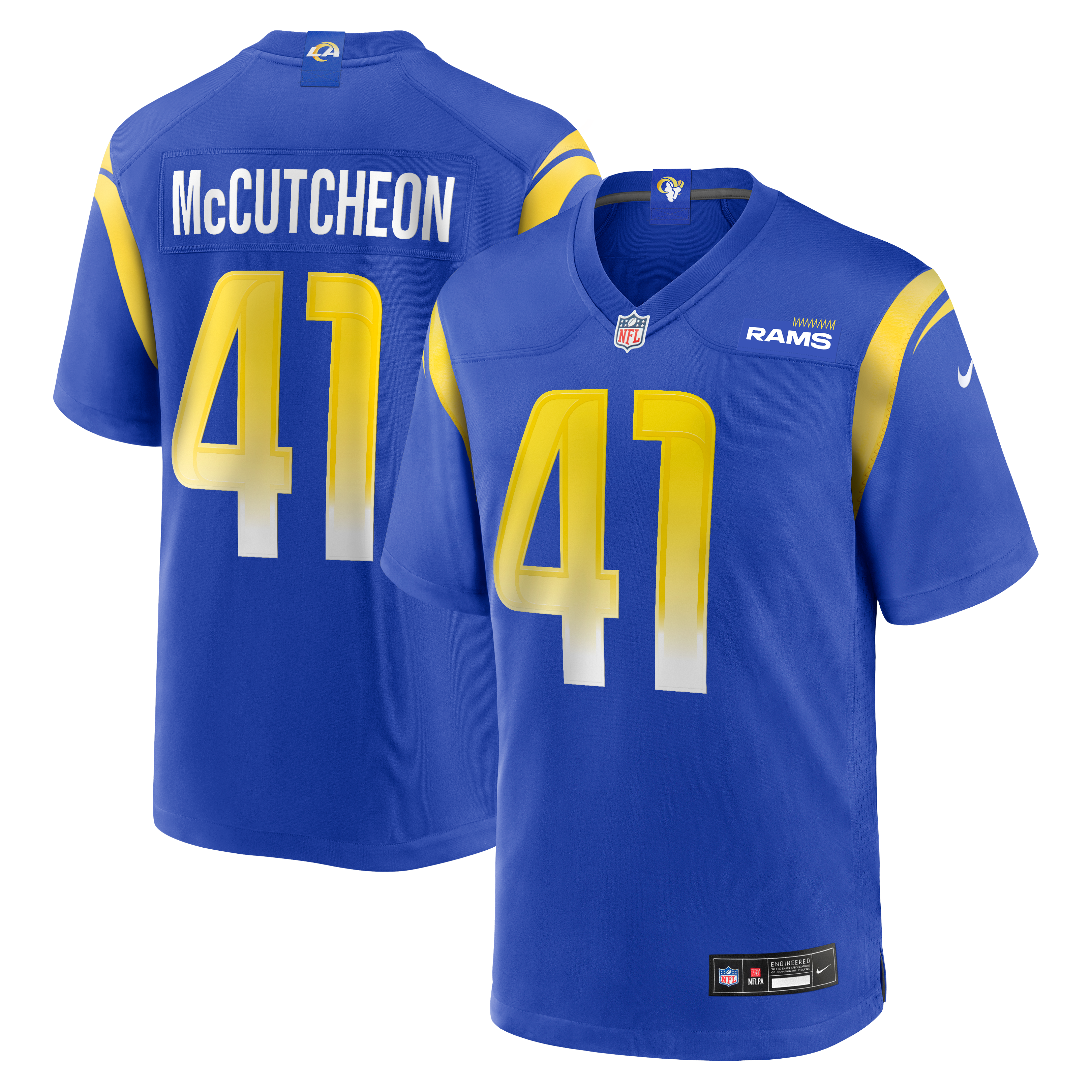 Cameron McCutcheon Los Angeles Rams Game Jersey Royal NFL Football Fan Wear Cameron McCutcheon