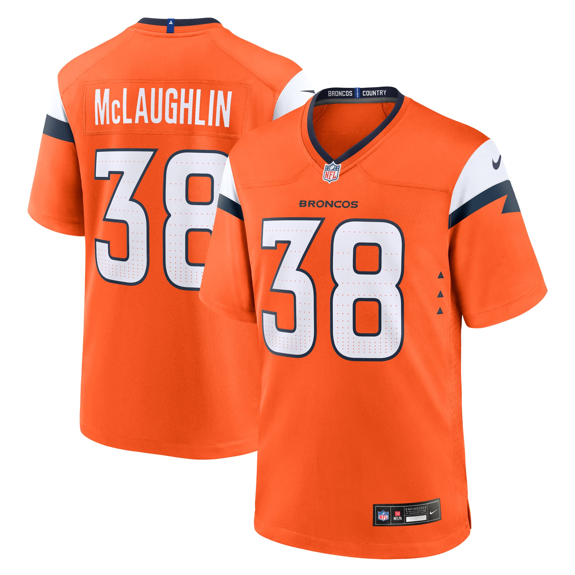 Jaleel McLaughlin Denver Broncos Game Jersey Orange NFL Football Fan Wear Jaleel McLaughlin