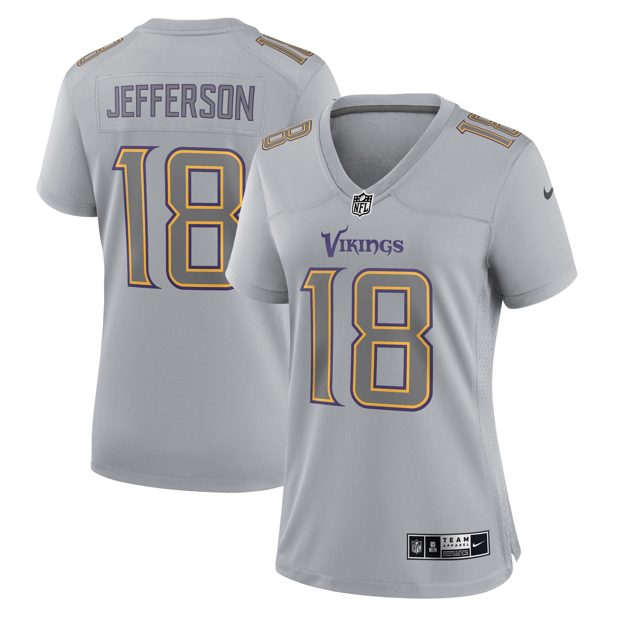 Atmosphere Justin Jefferson Minnesota Vikings Game Jersey Gray NFL Football Fan Wear