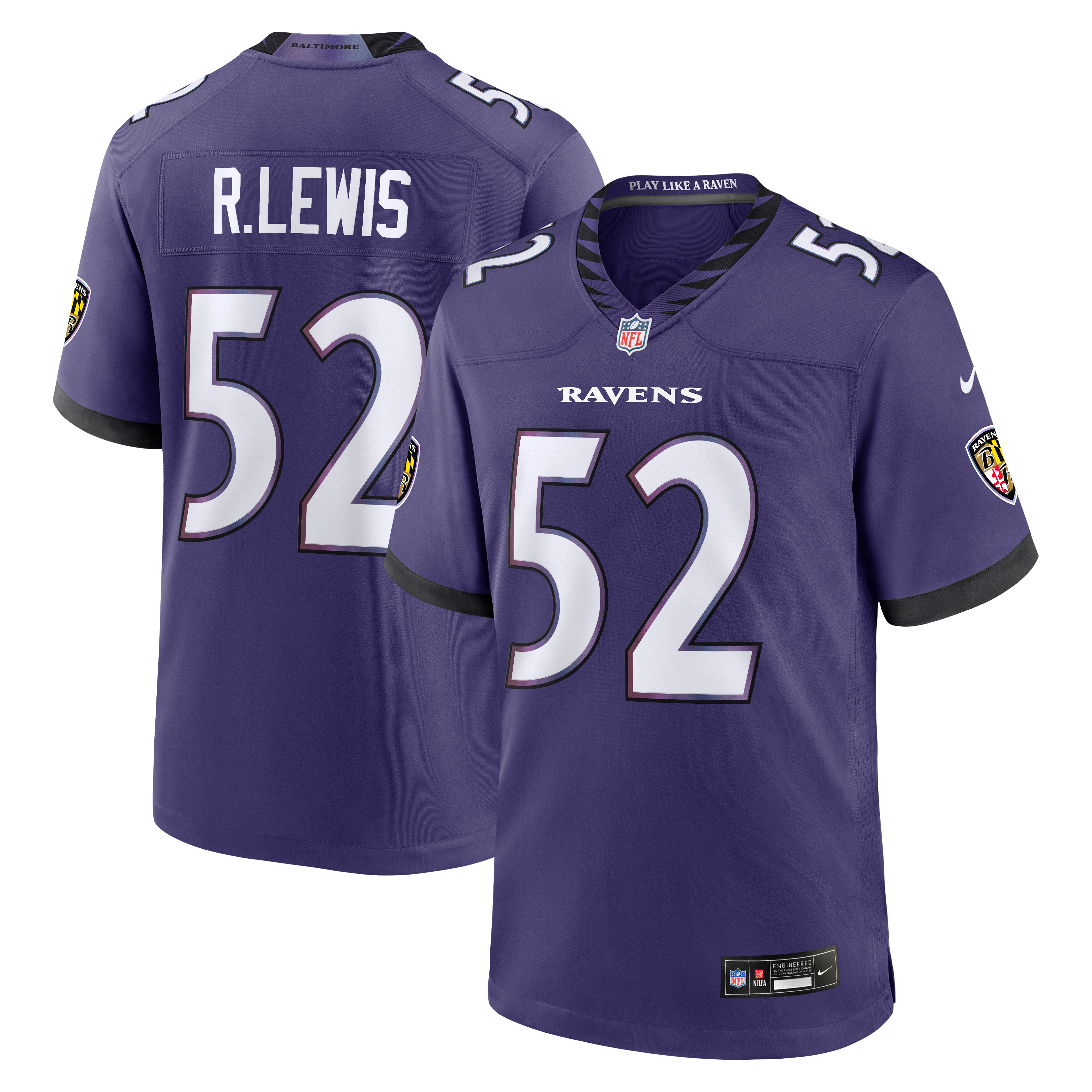 Ray Lewis Retired Baltimore Ravens Game Jersey Purple NFL Football Fan Wear Ray Lewis Retired
