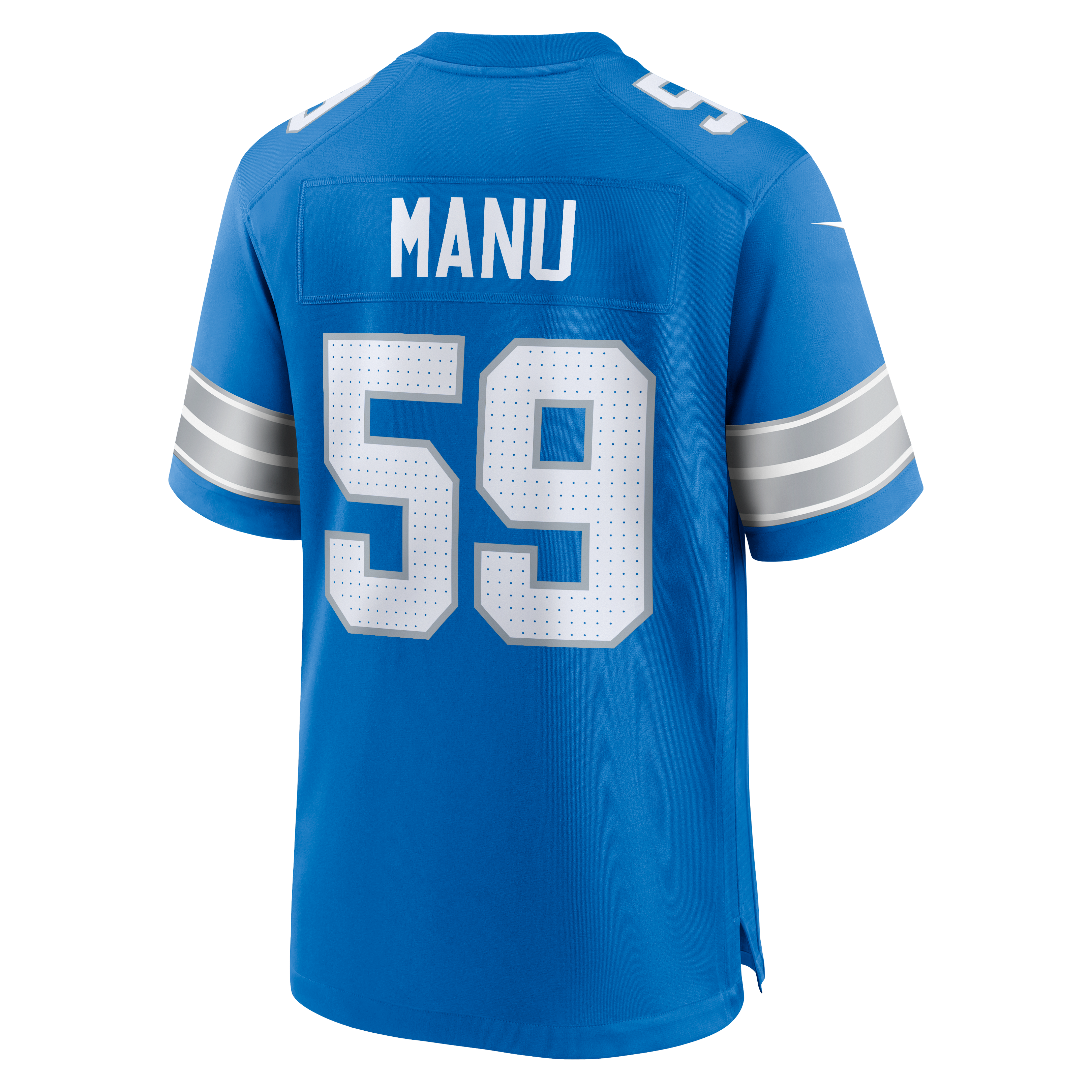 Giovanni Manu Detroit Lions Game Jersey Blue NFL Football Fan Wear Giovanni Manu