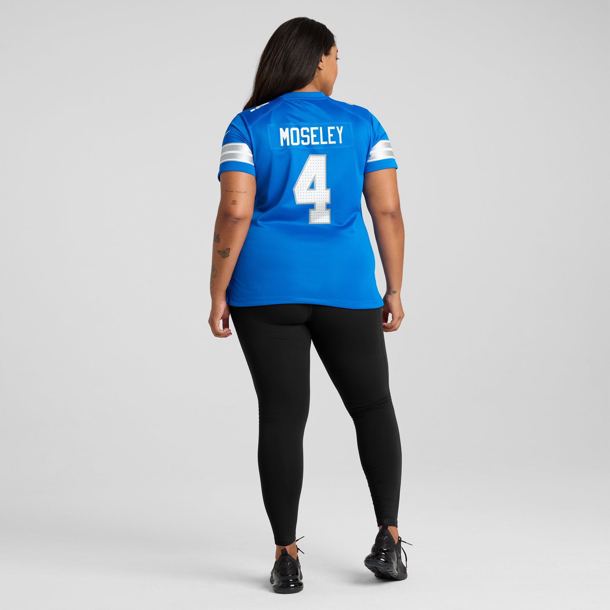 Emmanuel Moseley Detroit Lions Game Jersey Blue NFL Football Fan Wear Emmanuel Moseley
