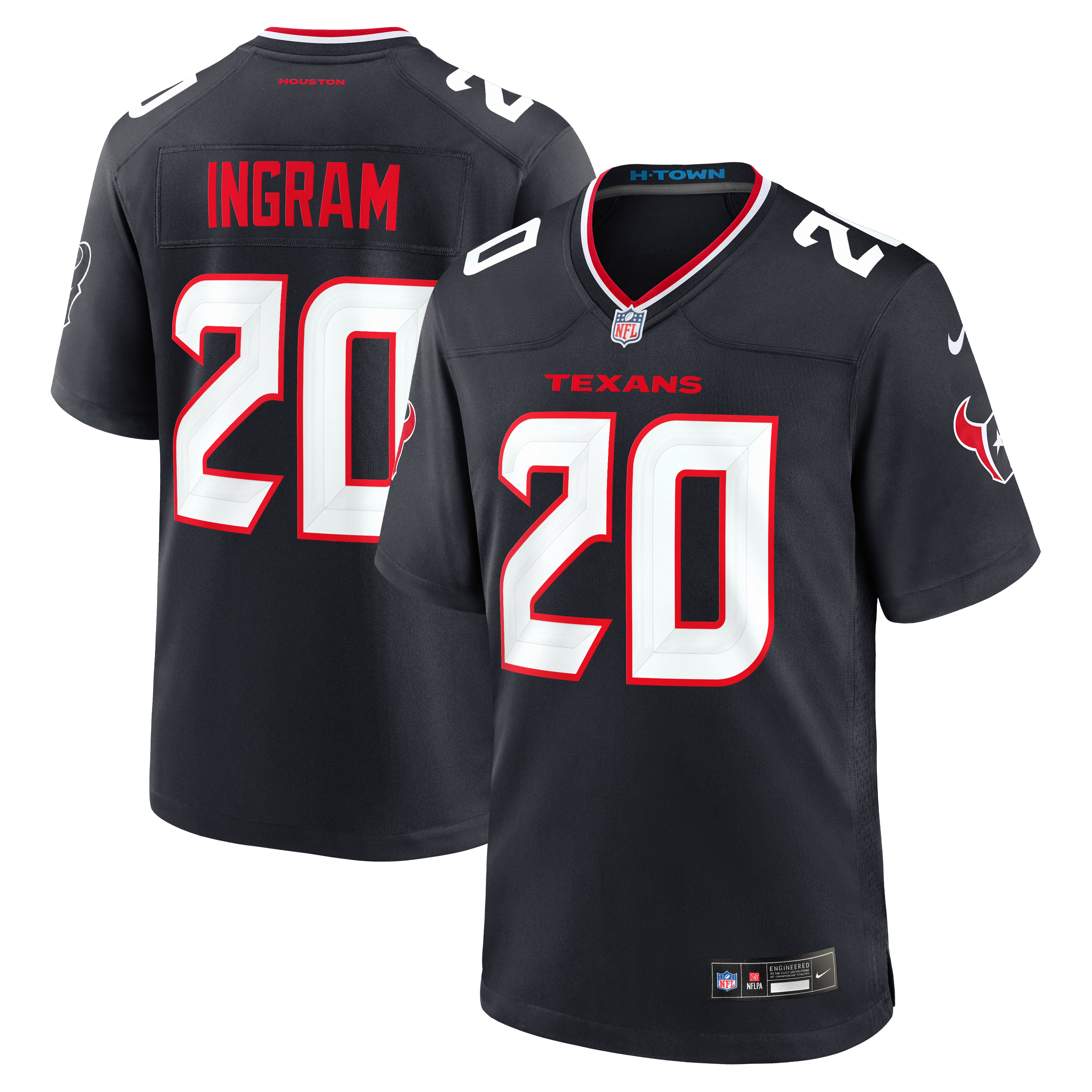 Ja'Marcus Ingram Houston Texans Game Jersey Navy NFL Football Fan Wear Ja'Marcus Ingram