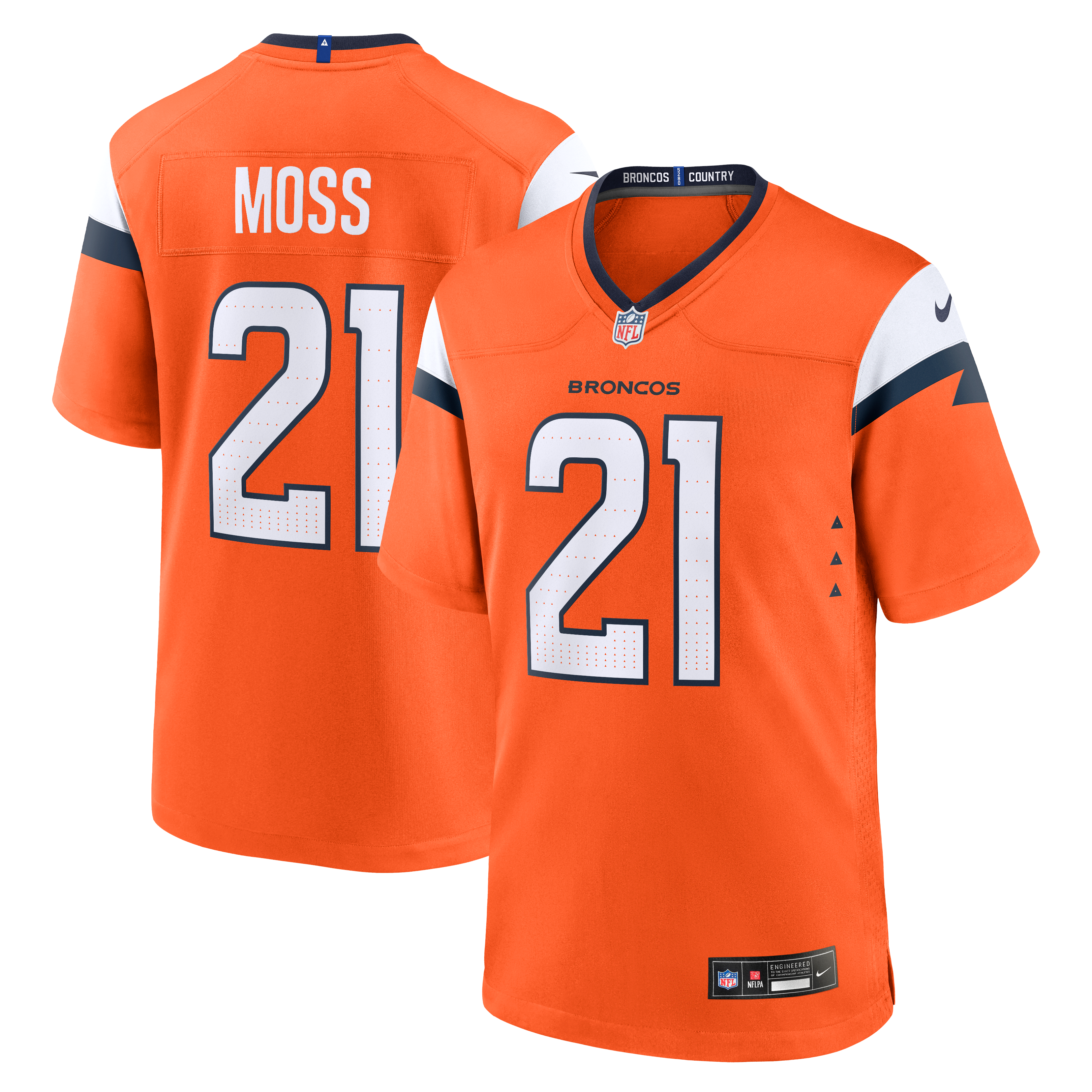 Riley Moss Denver Broncos Game Jersey Orange NFL Football Fan Wear