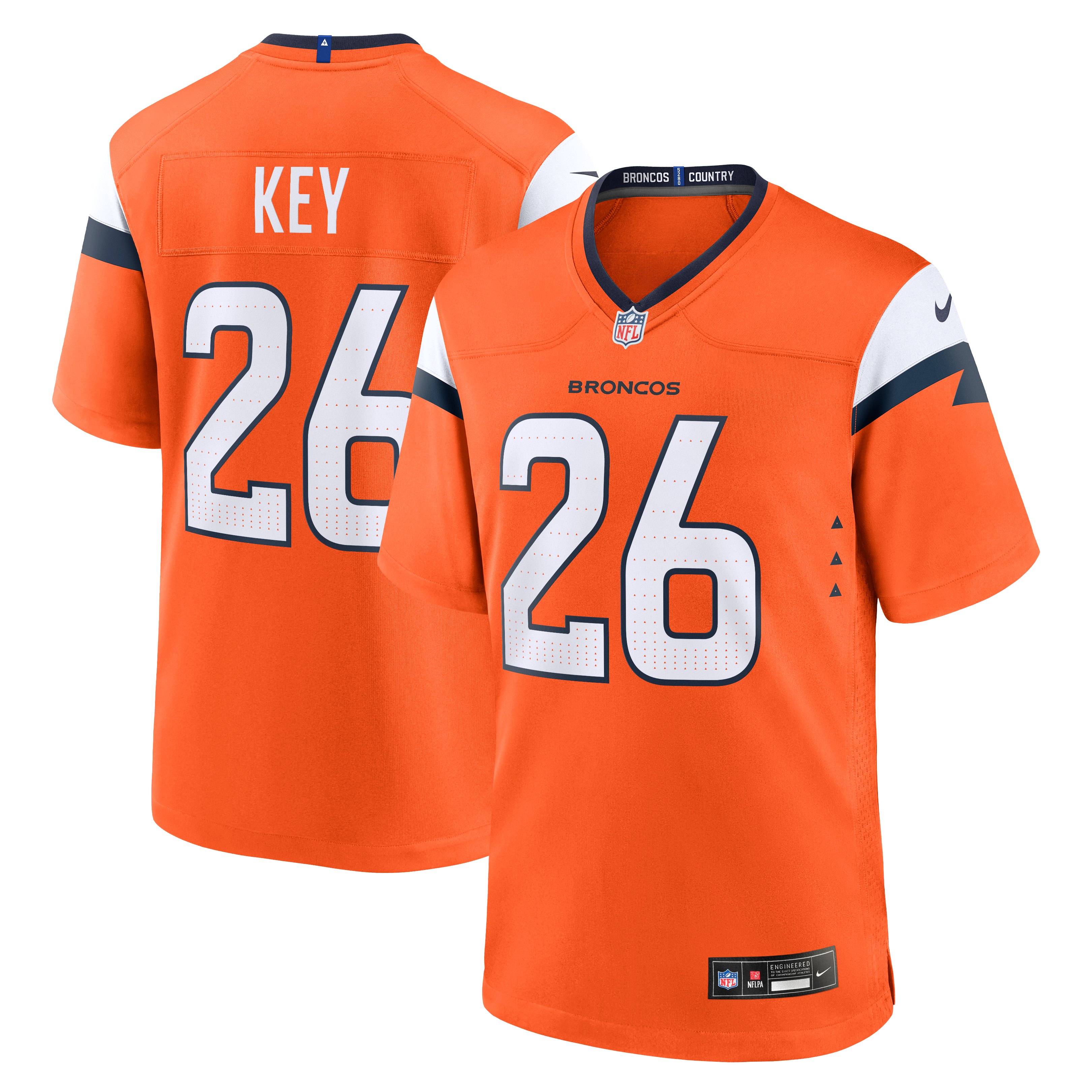 Devon Key Denver Broncos Game Jersey Orange NFL Football Fan Wear Devon Key