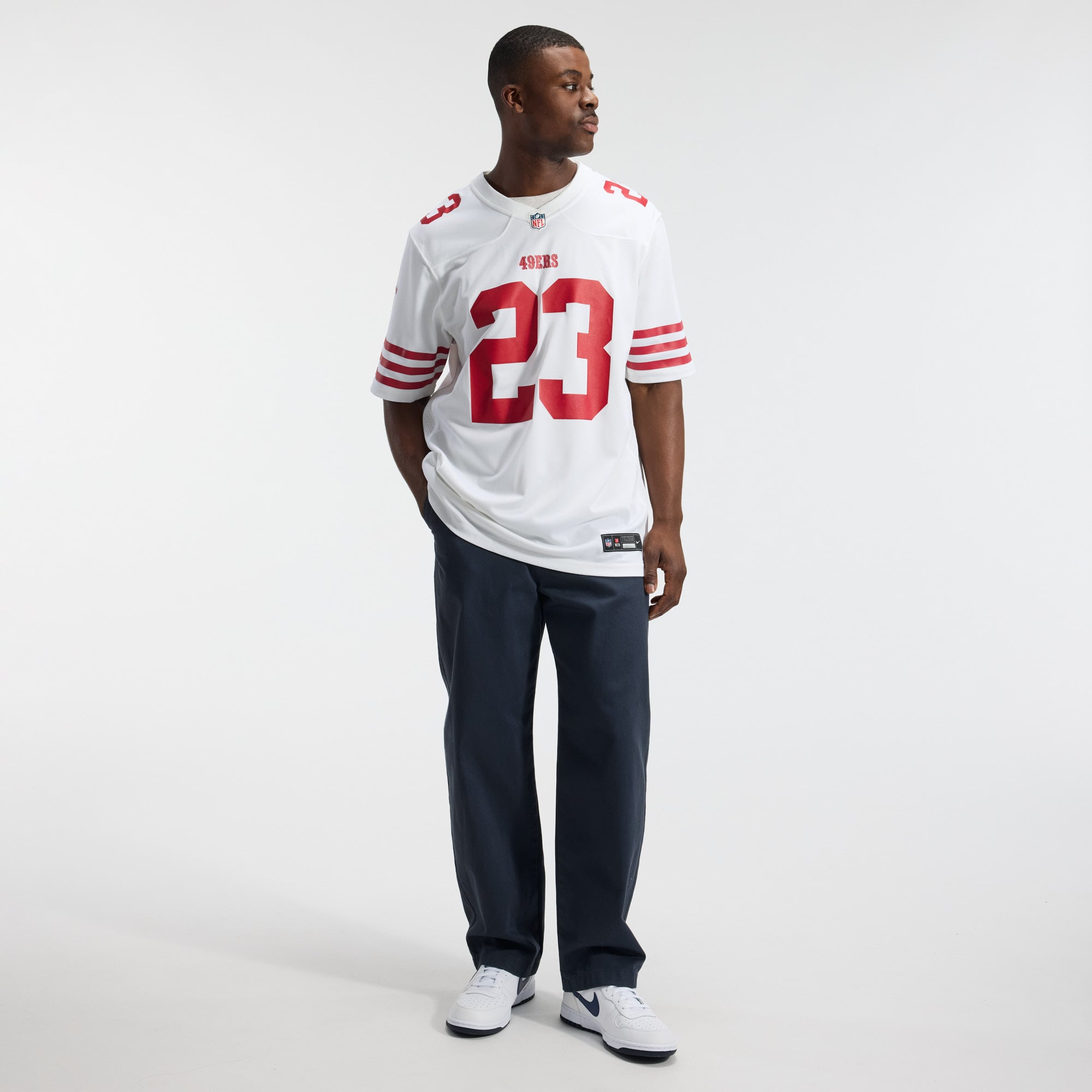 Christian McCaffrey San Francisco 49ers Player Jersey White NFL Football Fan Wear Christian McCaffrey